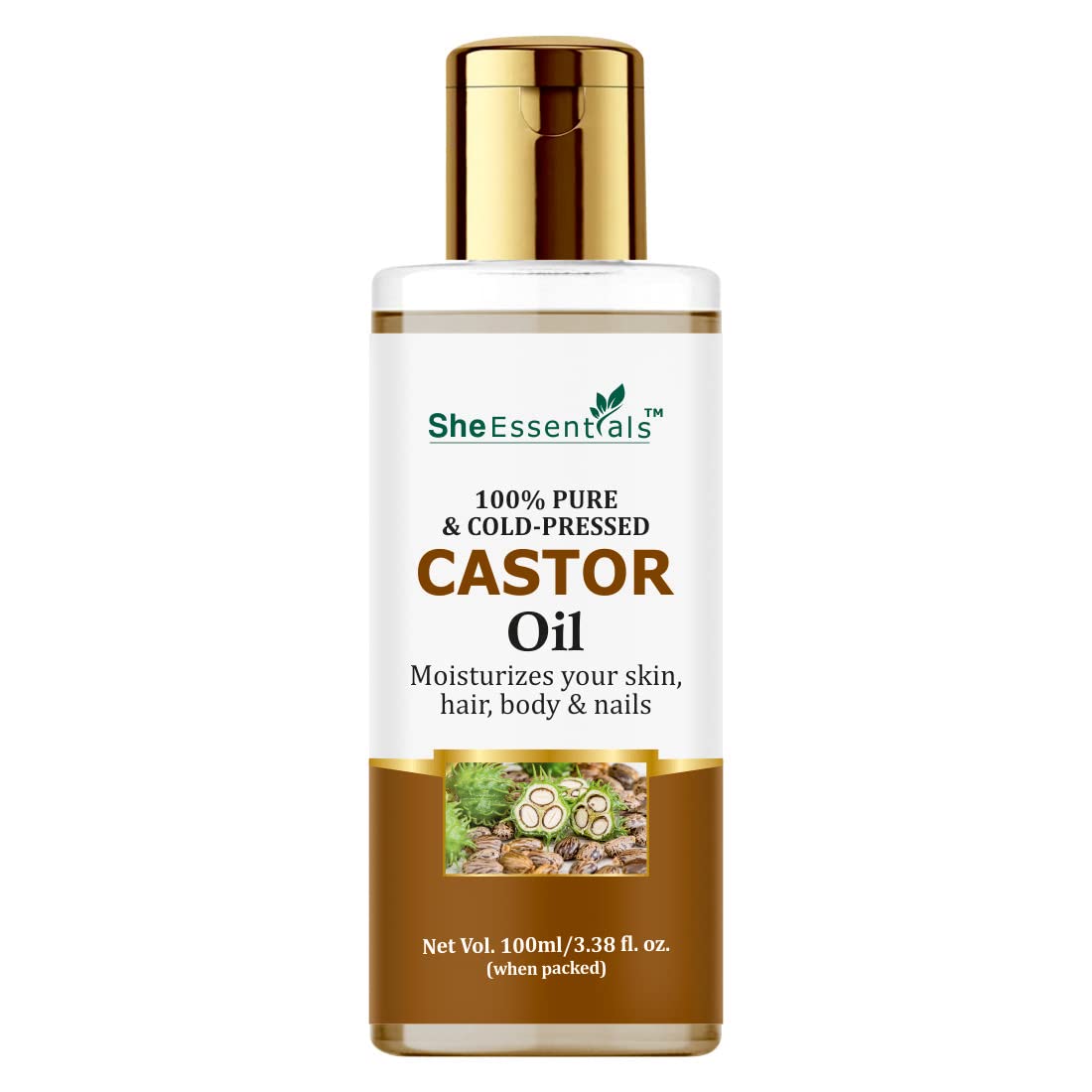 Premium Cold Pressed Pure & Virgin Castor Oil (Arandi Oil) - 100ml for Skin & Hair Care | Hydrates, Strengthens & Promotes Growth | Perfect for DIY Beauty, Eyelash & Beard Care
