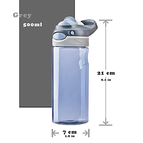 DEARART 2-Pack 16oz BPA-Free Water Bottles - Grey & Sky Blue, Leakproof Wide Mouth with Handle for Easy Carrying | Perfect for School, Gym, Sports, Work, Hiking & Outdoor Activities