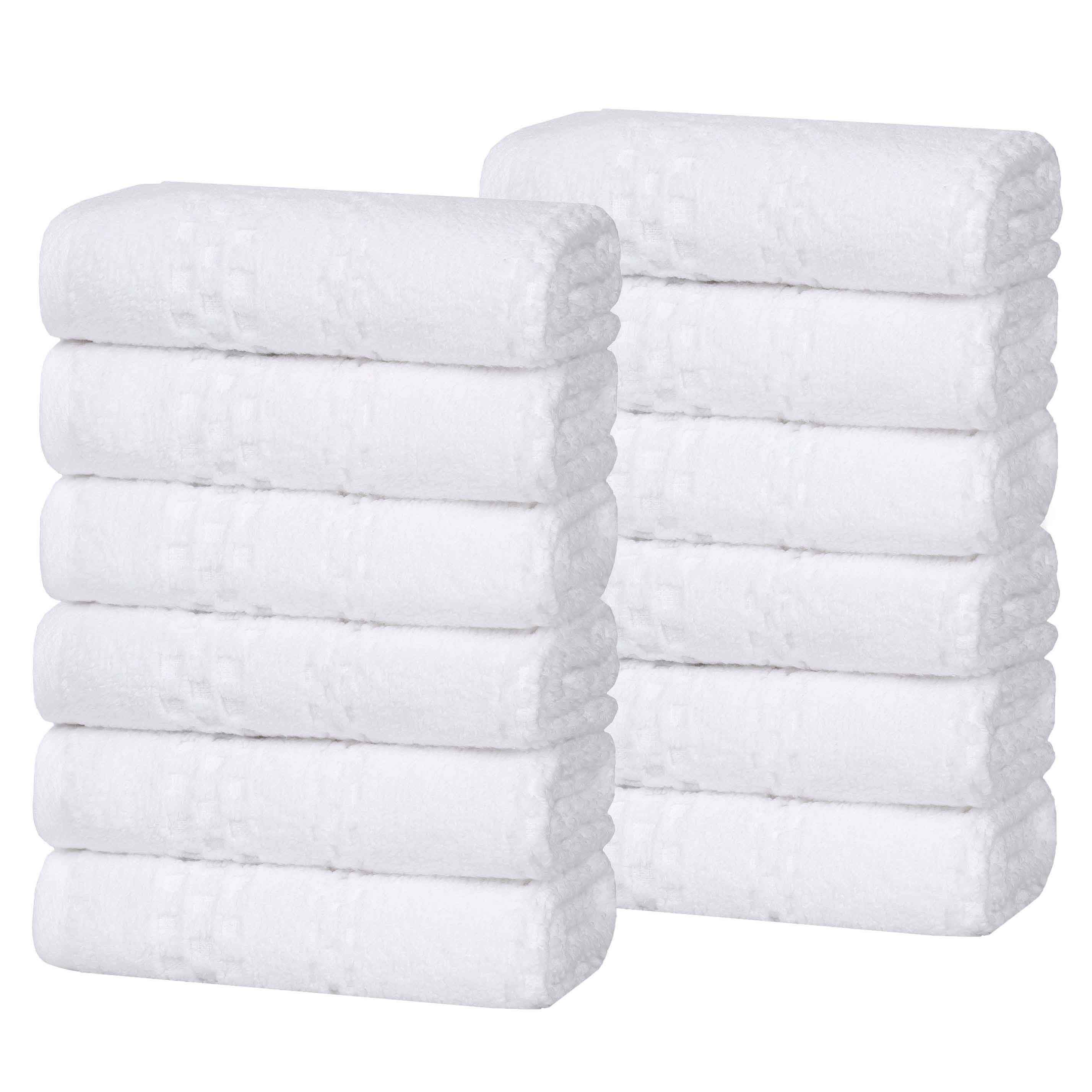 Playa Zero Twist Cotton Solid Waffle Textured Face Towels - Set of 12 | Soft & Absorbent Bath Towels for Spa, Gym & Travel | Eco-Friendly Cotton Washcloths for Home & Hotel Use
