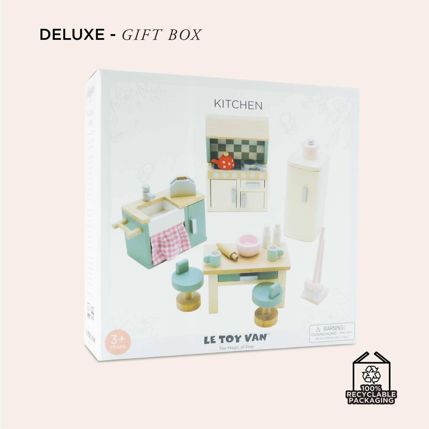 Le Toy Van Daisylane Kitchen Dollhouse Furniture Set - Miniature Wooden Play Kitchen Accessories for Kids (ME059) | Pretend Play, Doll House Decor, Gift for Girls & Boys