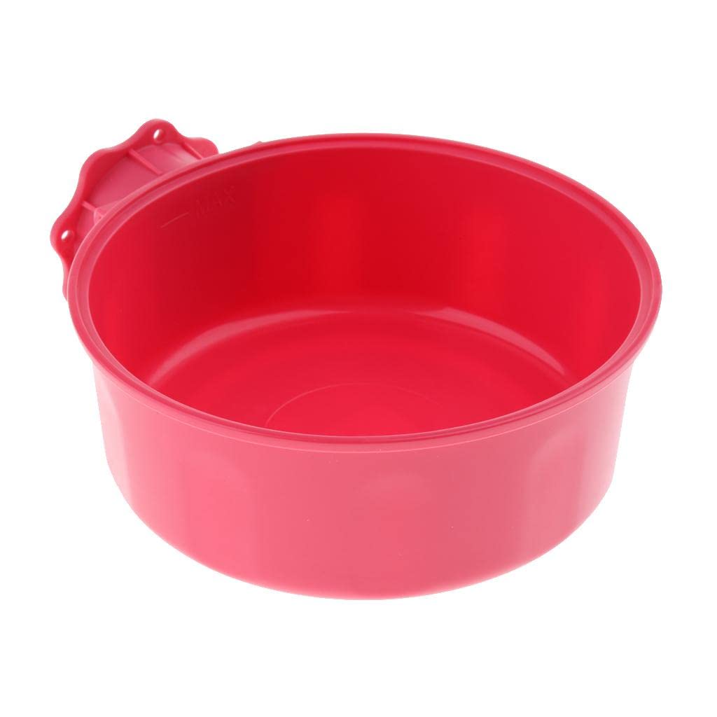 MYADDICTION Pet Dog Bolt On Cage Bowl Coop Cup - Clamp Puppy Crate Hanging Dish for Small Medium Dogs - Durable Stainless Steel Food Water Bowl for Kennels, Crates, Travel & Outdoor Use (Red)