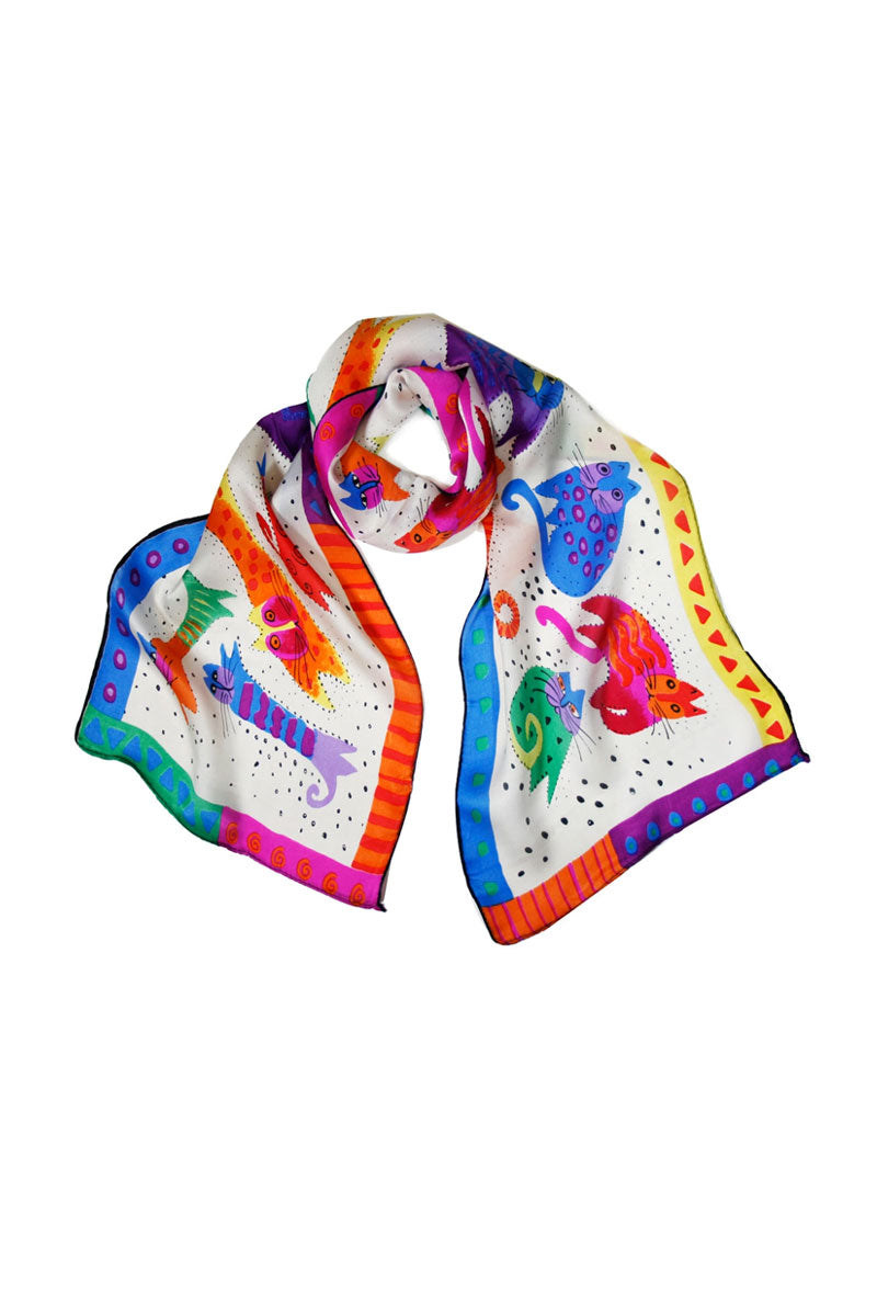 Stylish Colorful Cat Print Scarf - Soft & Lightweight Fashion Accessory for Women - Perfect for Winter, Fall, and Everyday Outfits