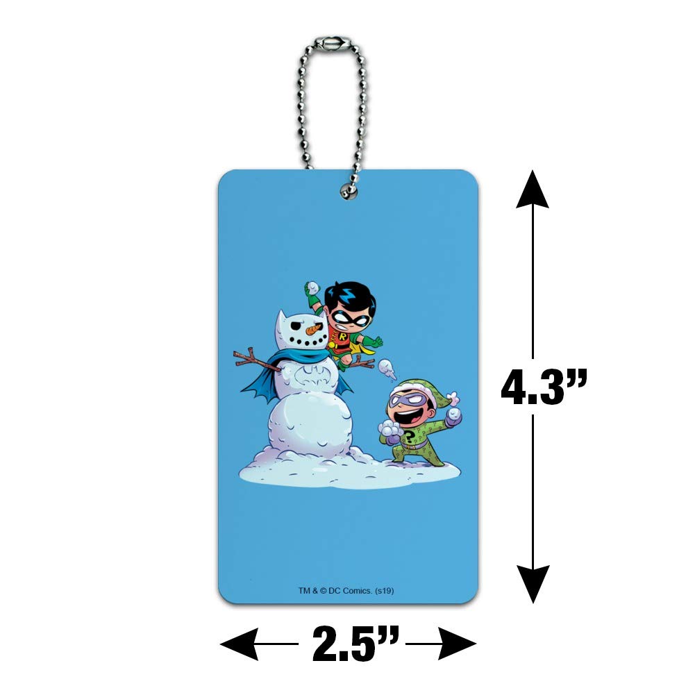 Robin and Riddler Snowball Fight Luggage Tag - Durable Suitcase ID Card for Carry-On Bags | Perfect for Travel, Cosplay, and DC Comics Fans
