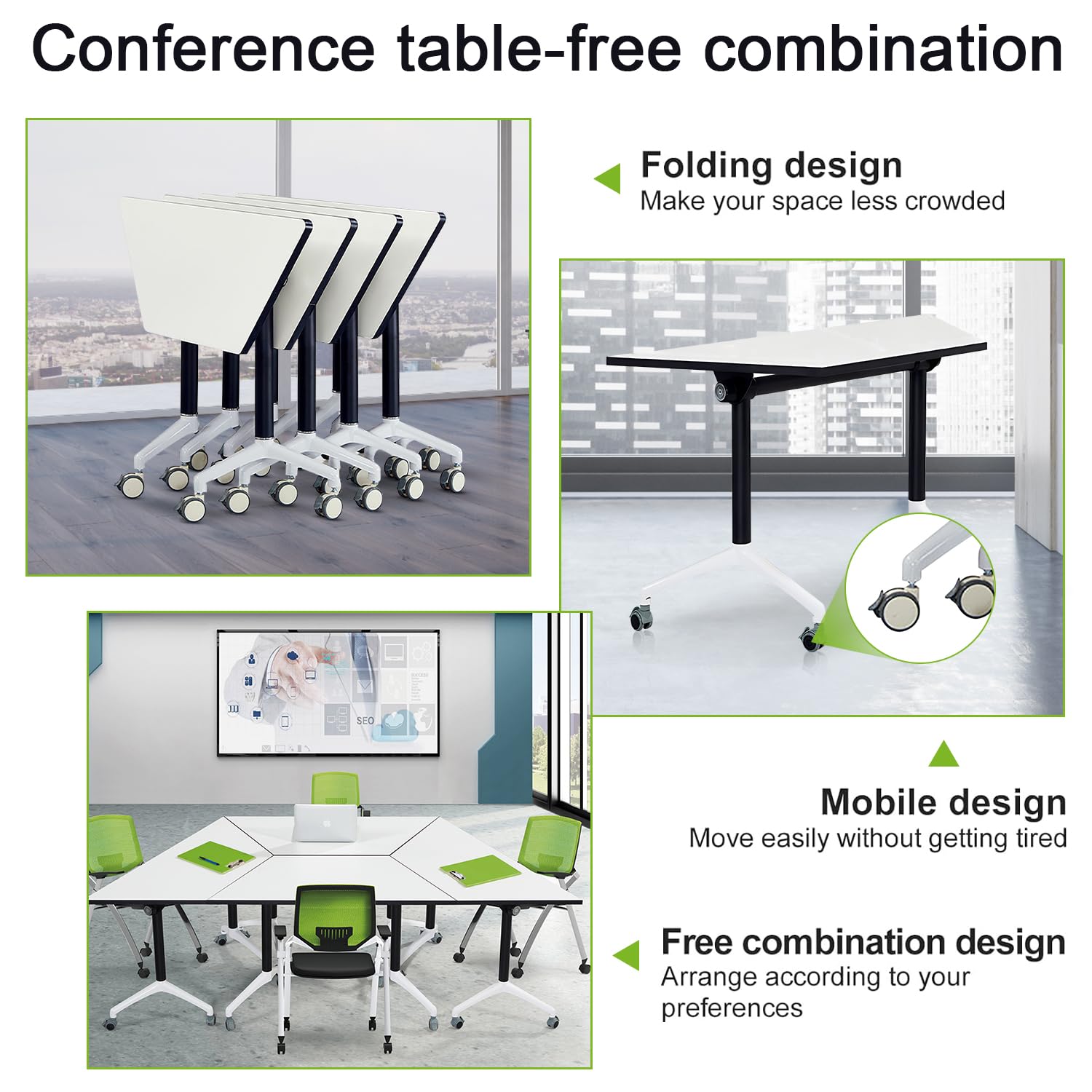 Foldable Conference Room Tables 6-Pack - 47.2