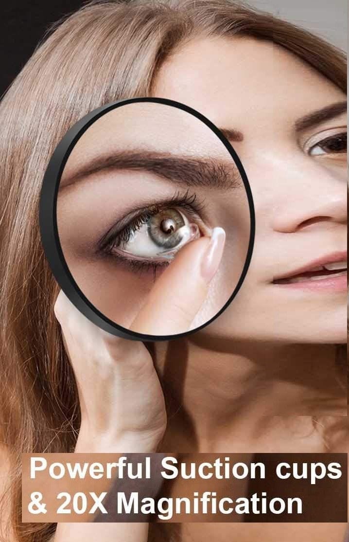 20X Magnifying Mirror with Eyebrow Tweezers Set - Portable Travel Makeup Mirror for Precise Eyebrow Shaping, Skincare & Makeup Application - Perfect for Home, Travel & Salon Use