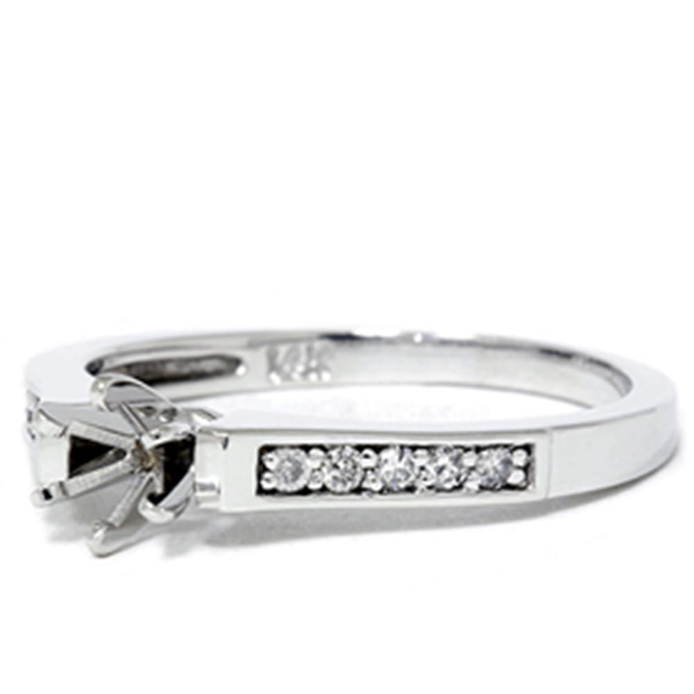 Diamond Engagement Ring Semi Mount Setting in 14K White Gold - Perfect for Proposals, Weddings & Anniversaries