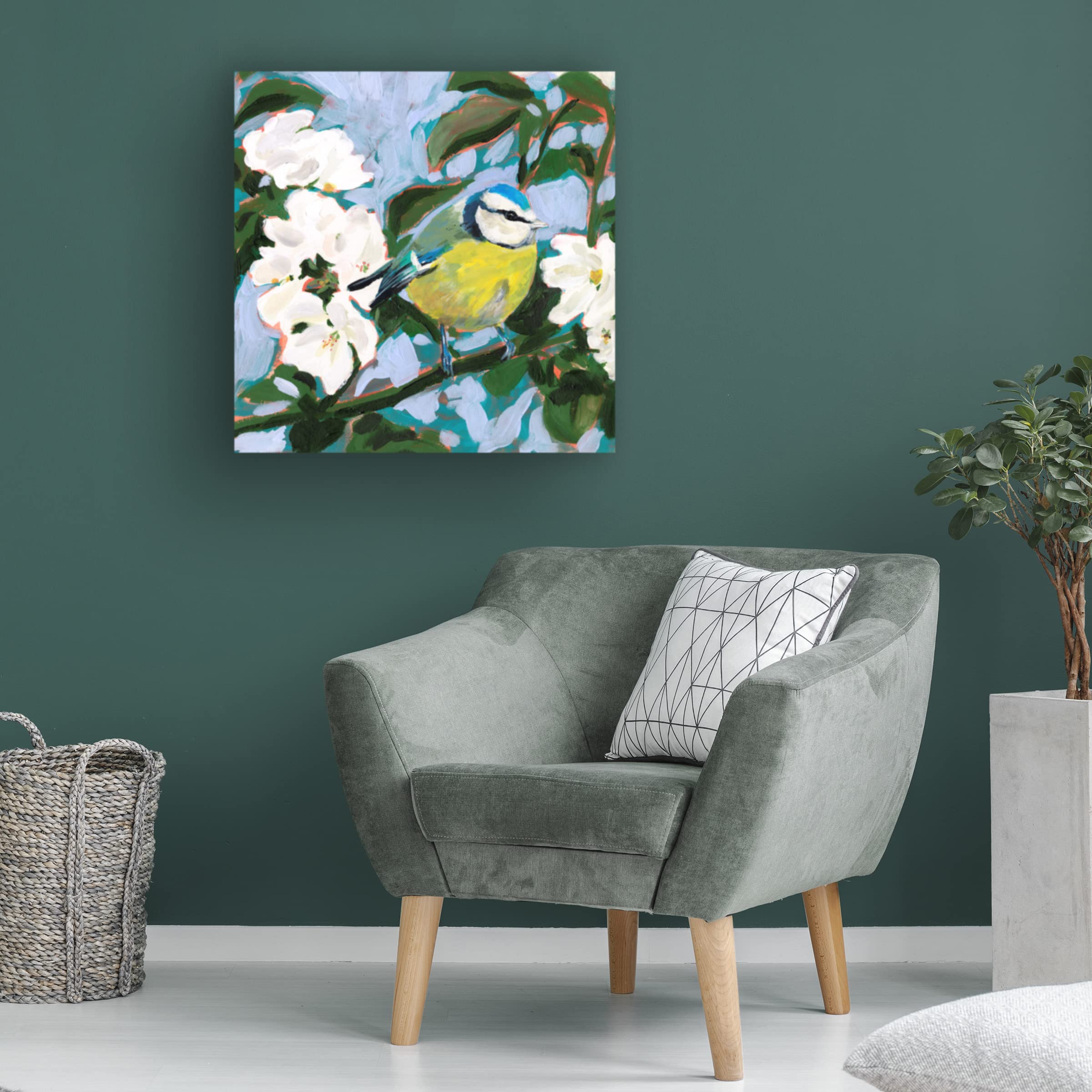 Victoria Borges 'Perching I' Canvas Wall Art Print - Modern Home Decor for Living Room, Bedroom & Office - Handmade Fine Art Painting