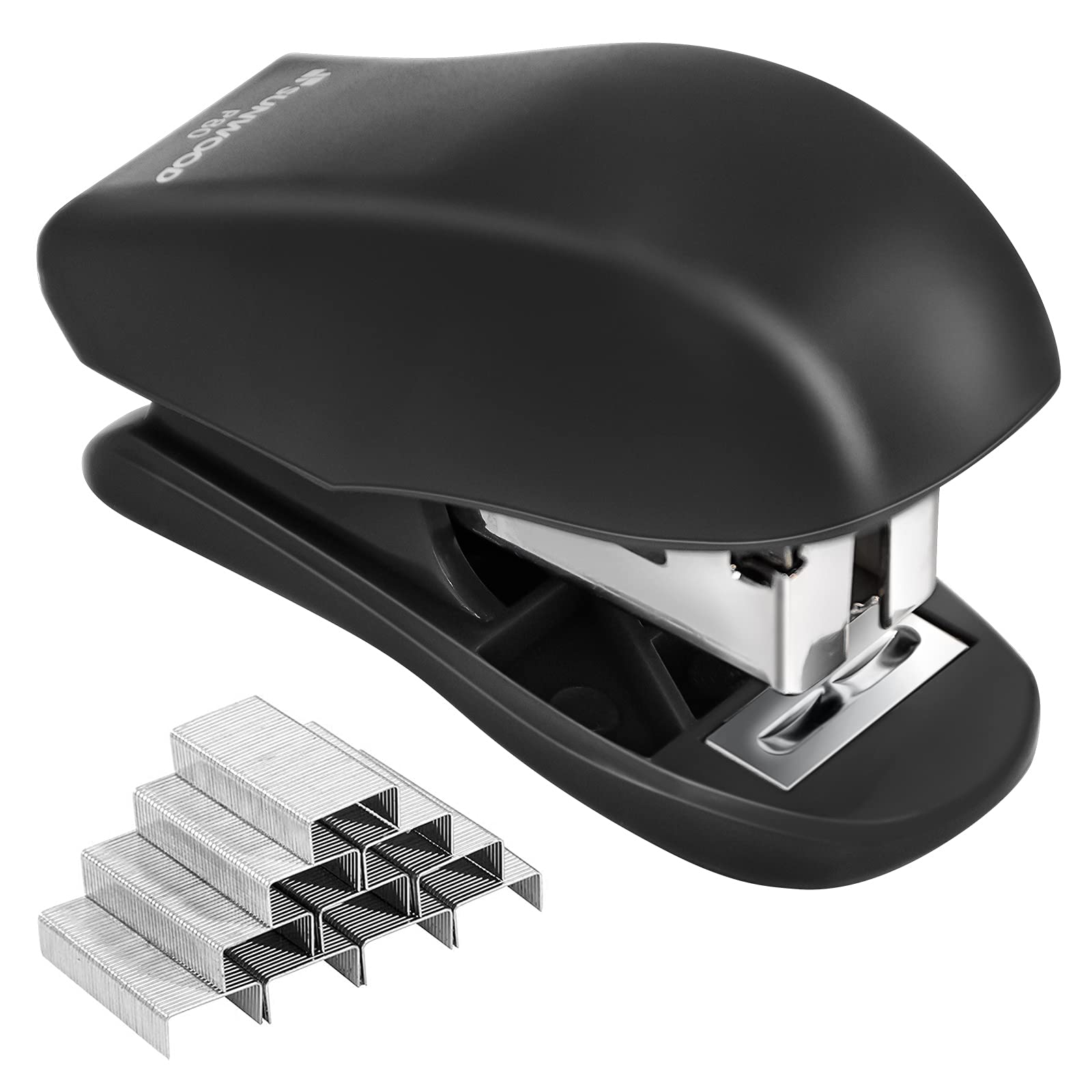 Mini Stapler with 640 Standard Staples - 25 Sheet Capacity Compact Office & School Desktop Stapler - Portable Travel Size for Home, Work & Study - Easy to Carry & Store (Black)