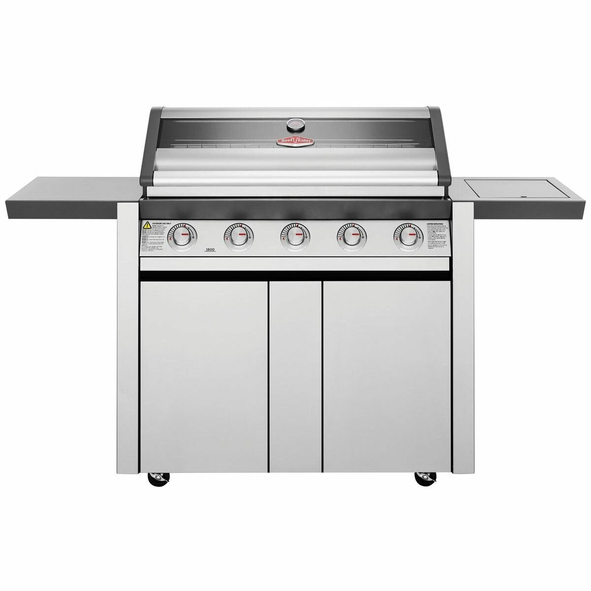 Beefeater 1600 Series 5-Burner Stainless Steel BBQ Grill with Side Burner & Rolling Cart - BMG1651SA - Perfect for Backyard Grilling, Outdoor Parties, and Family Gatherings