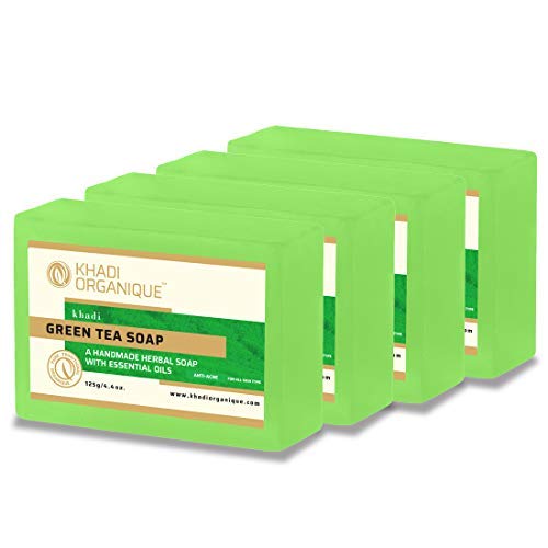 Organic Green Tea Soap Bar - 100% Natural & Herbal Handmade Soap for Glowing Skin - Pack of 4 (500g Total) - Perfect for Daily Face & Body Cleansing, Spa Day, and Relaxing Bath Time