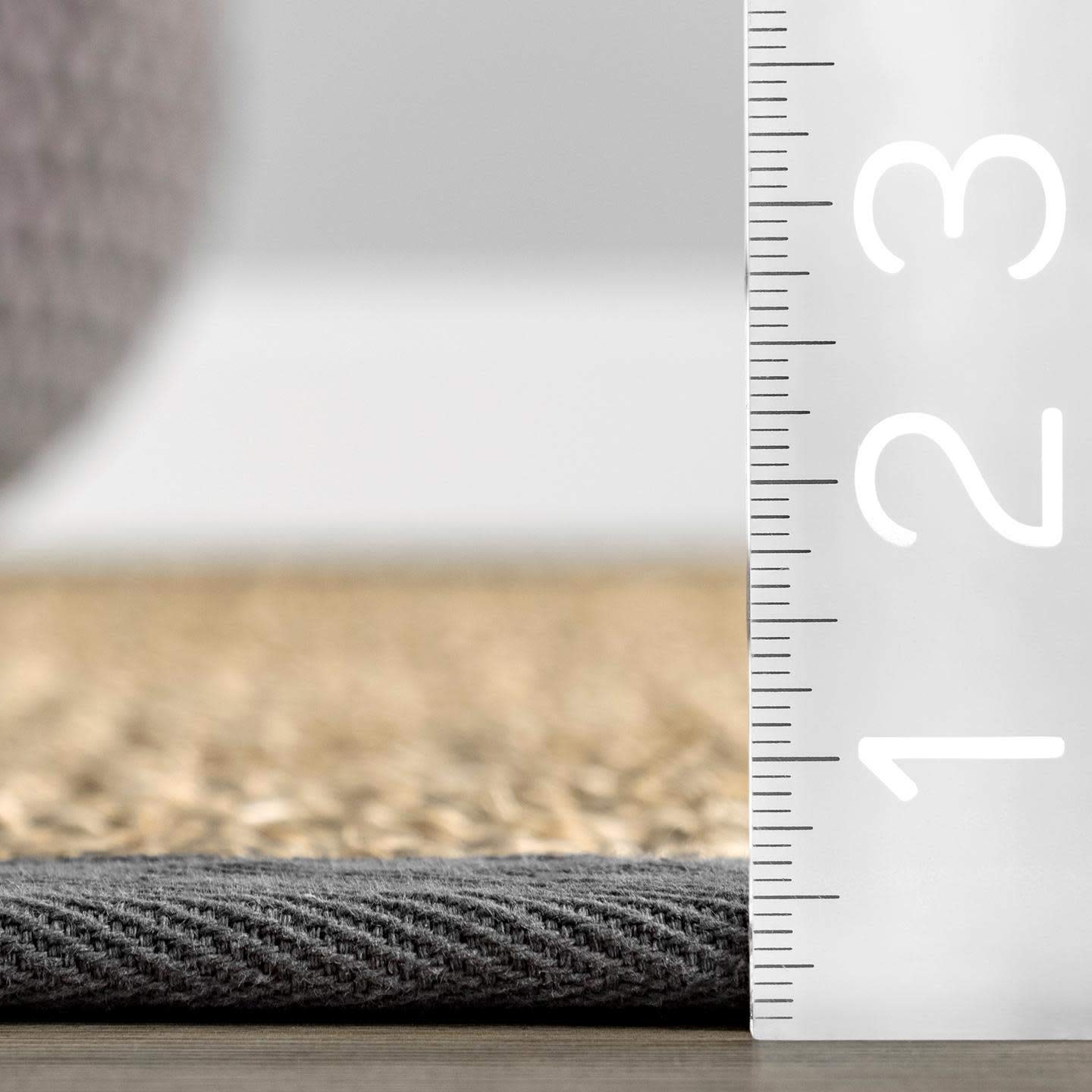 nuLOOM 6x9 Elijah Seagrass Area Rug - Dark Grey Farmhouse Style Cotton Bordered Basketweave Natural Fiber Rug for Bedroom, Living Room, Dining Room | Home Decor, Boho Chic Interior Design, Cozy Floor Covering
