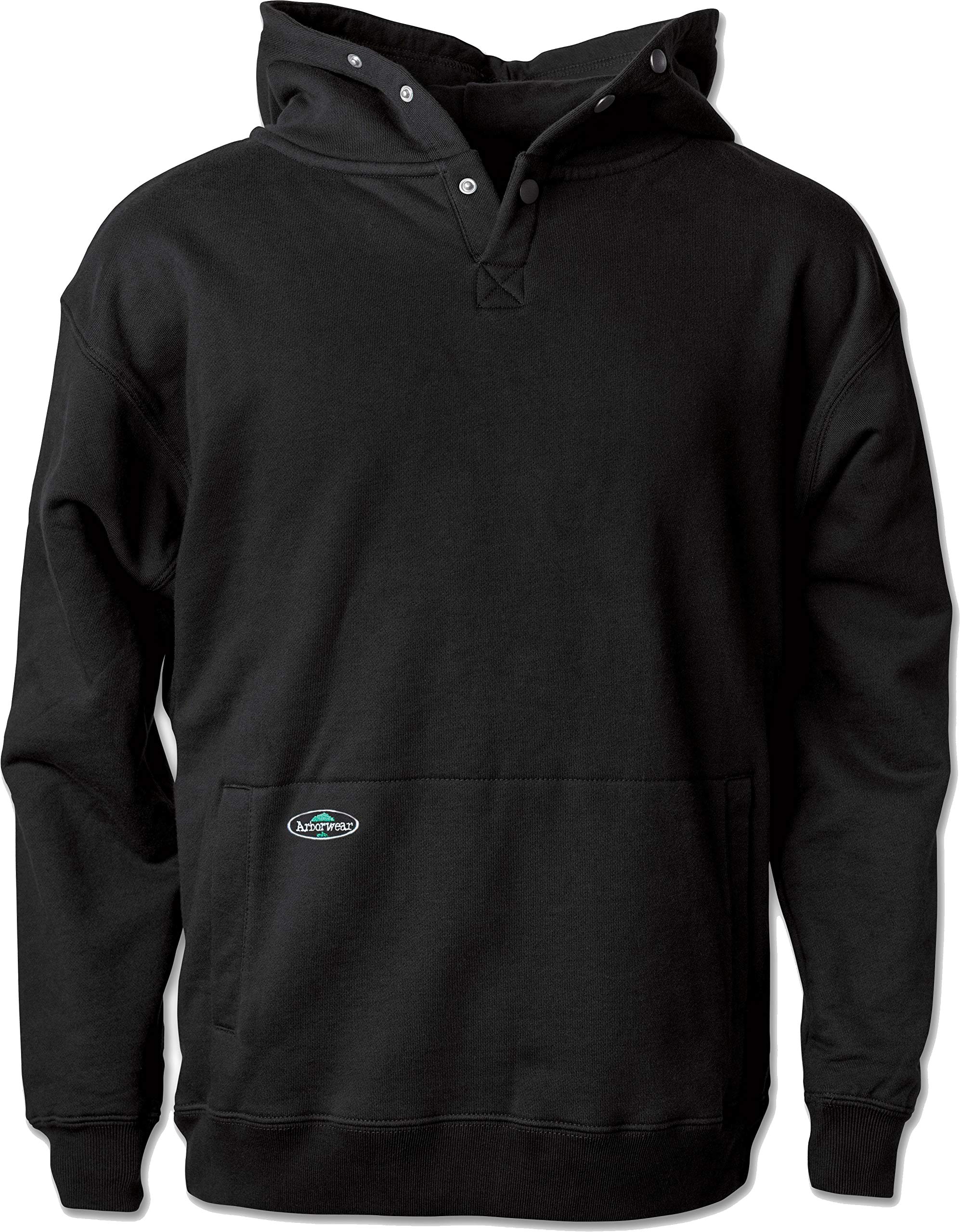 Men's Heavyweight Double-Thick Hooded Pullover Sweatshirt with Snap Neck Collar & Handwarmer Pockets - Warm Winter Work Hoodie for Outdoor Jobs, Camping & Construction