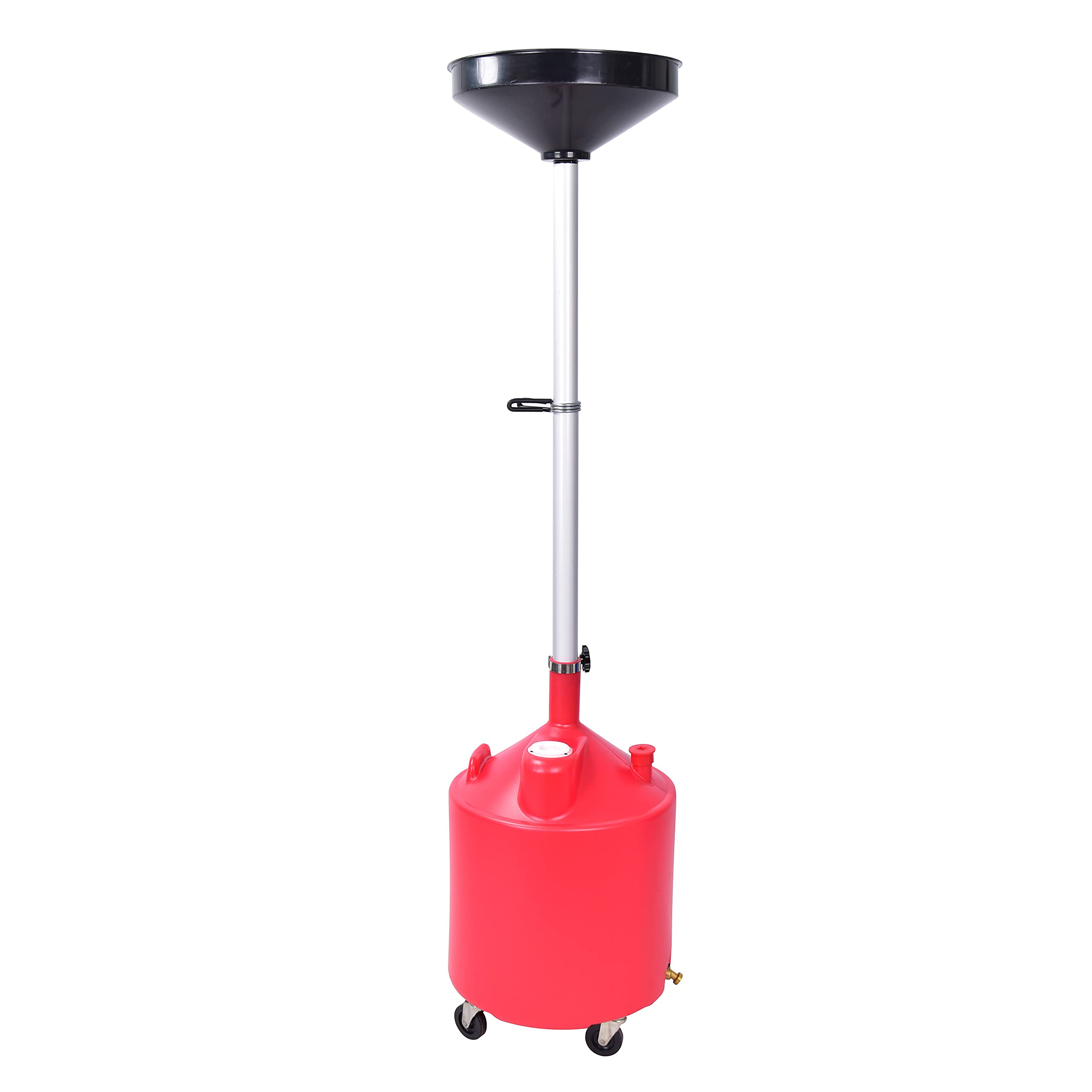 18 Gallon Industrial Waste Oil Drain Tank with Wheels - Portable Oil Changing Tank for Cars, Trucks & Motorcycles - Adjustable Funnel Height & Drain Valve - Garage, Auto Shop & DIY Oil Change Solution