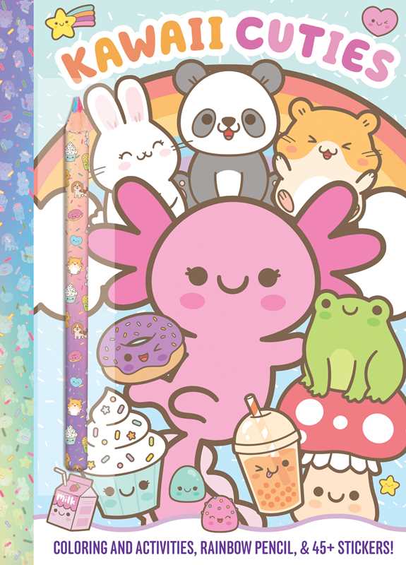 Adorable Kawaii Coloring Book with Rainbow Pencils - Fun Stress Relief Activity for Kids & Adults | Perfect for Home, School & Travel