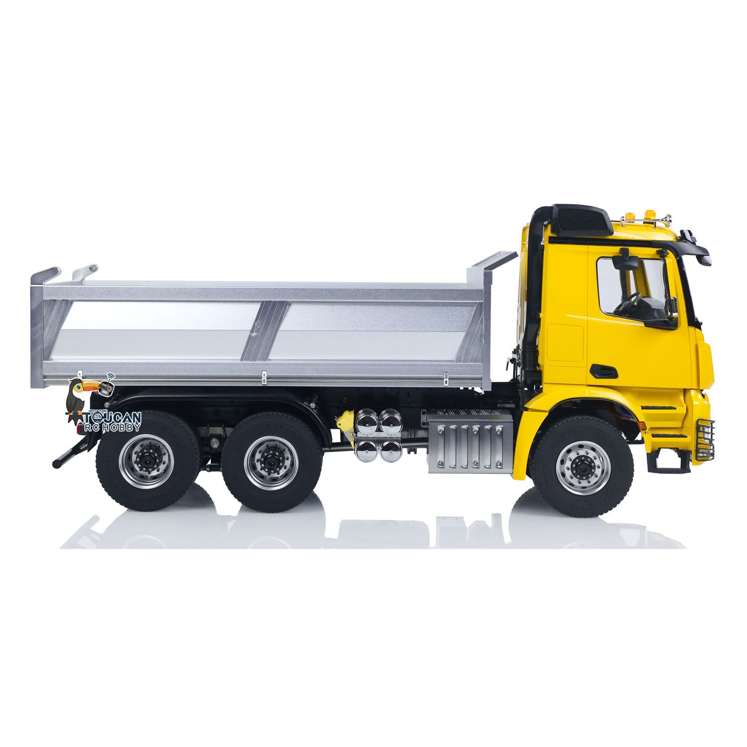 2 Speed Metal 6x6 Chassis 1/14 Scale RC Hydraulic Dump Truck with Light & Sound - HotRC Radio Controlled Tipper Truck for Construction Site Play & Off-Road Adventure (US Stock, No Lock Differential Axle)