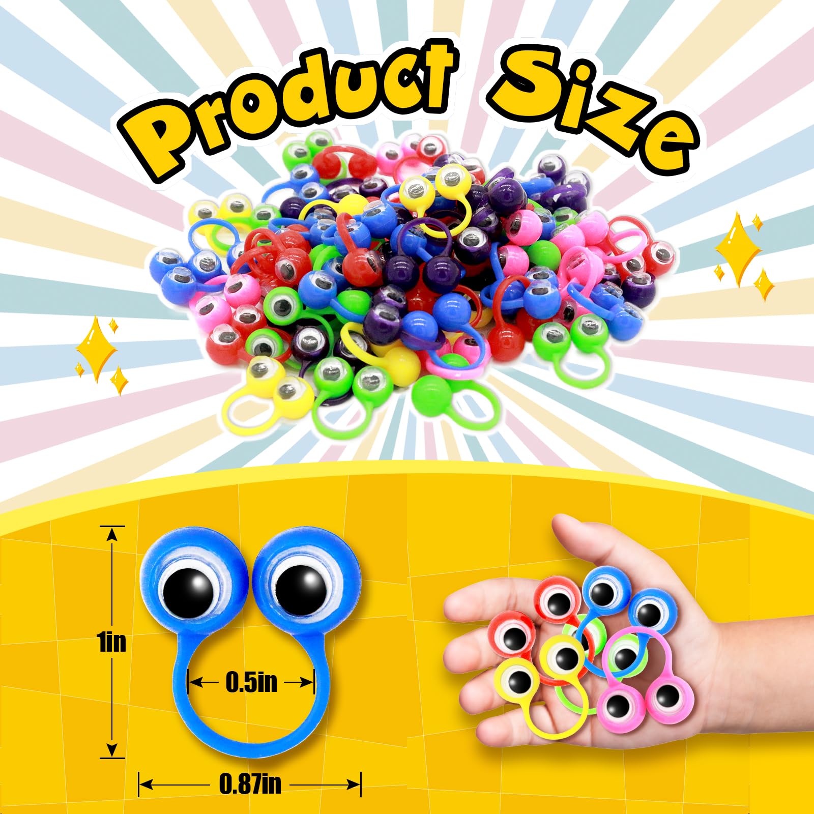 120 PCS Mini Eye Finger Puppets Set - Fun Party Favors, Classroom Rewards & Small Toys for Kids - Perfect for Birthday Parties, School Activities & Pretend Play