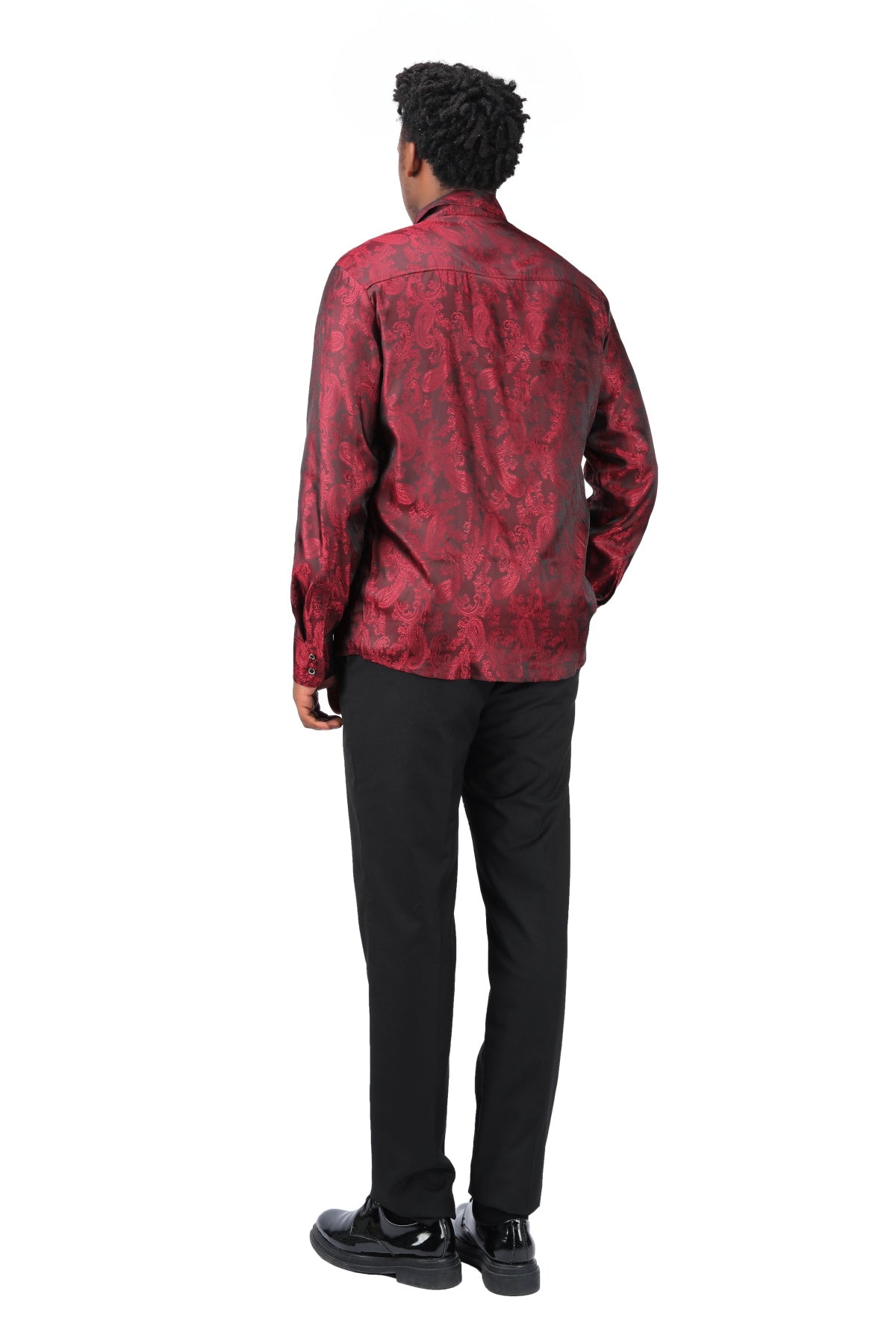 Slim Fit Embroidered Maroon Paisley Shirt for Men - Stylish Casual Button Down Shirt - Perfect for Office, Date Night & Special Occasions