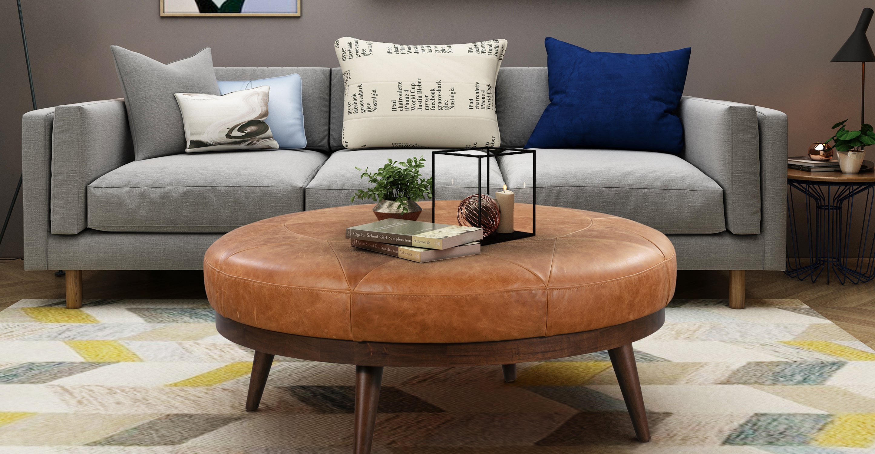 Premium Gio Leather Ottoman - Soft & Durable Footrest, Storage Bench, Living Room Decor - Perfect for Home, Office & Lounge Relaxation