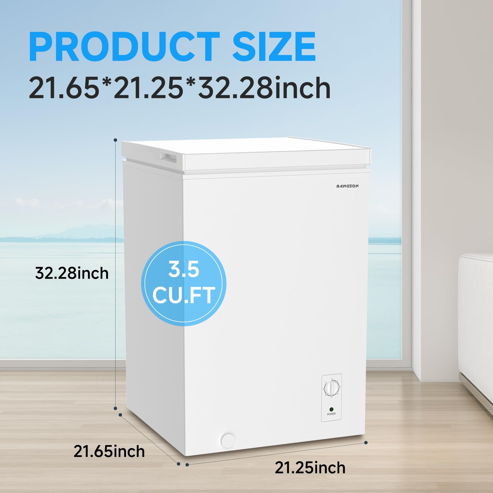 BANGSON 3.5 Cubic Feet Energy Efficient Chest Freezer with Removable Basket & Adjustable Temperature Control - Perfect for Home, Dorm, Apartment, Office - Ideal for Frozen Food Storage, Meal Prep & Bulk Grocery Savings