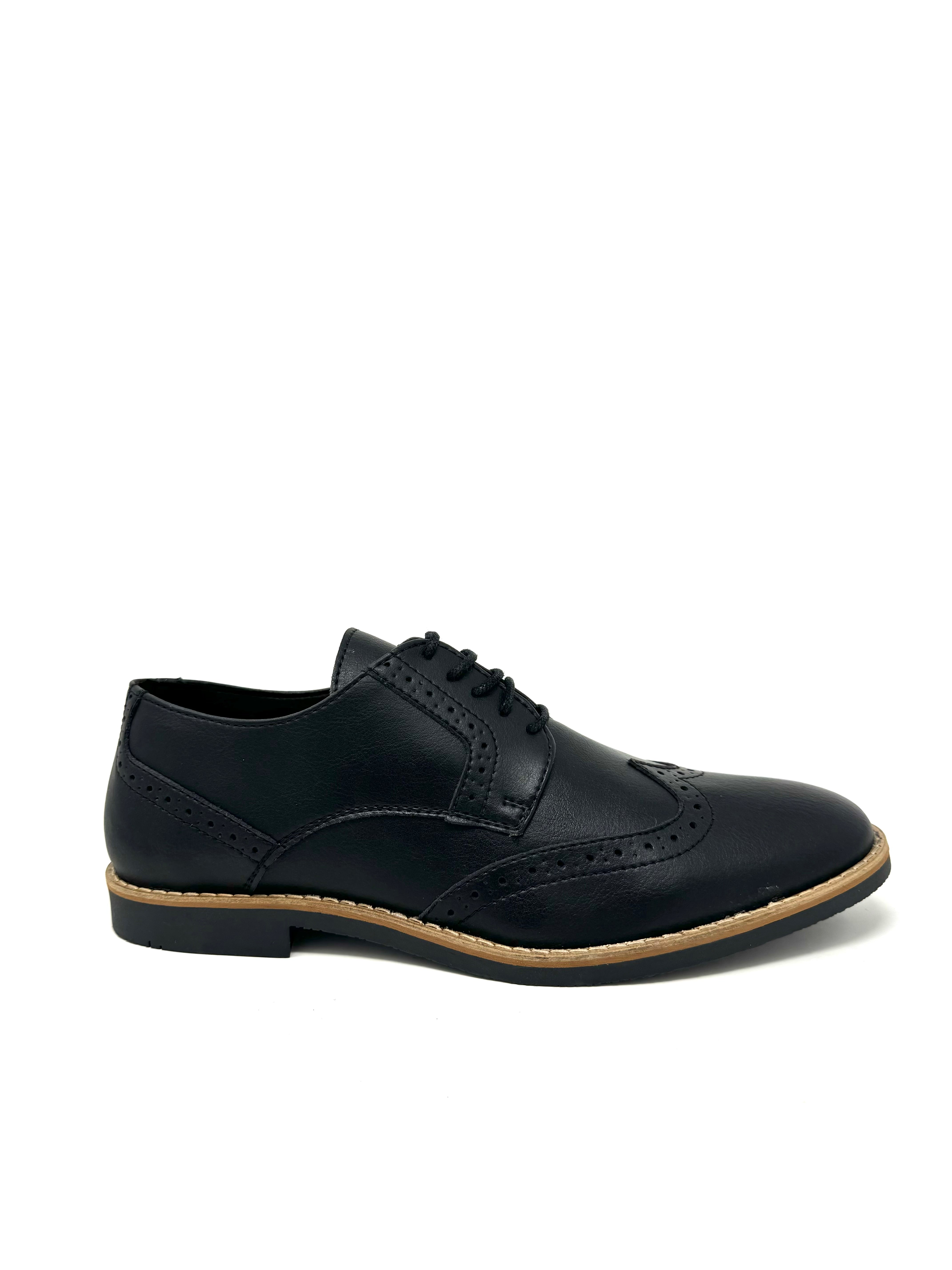 Novacas Black Ethan Brogue Shoes - Classic Men's Dress Shoes for Business, Office & Formal Occasions