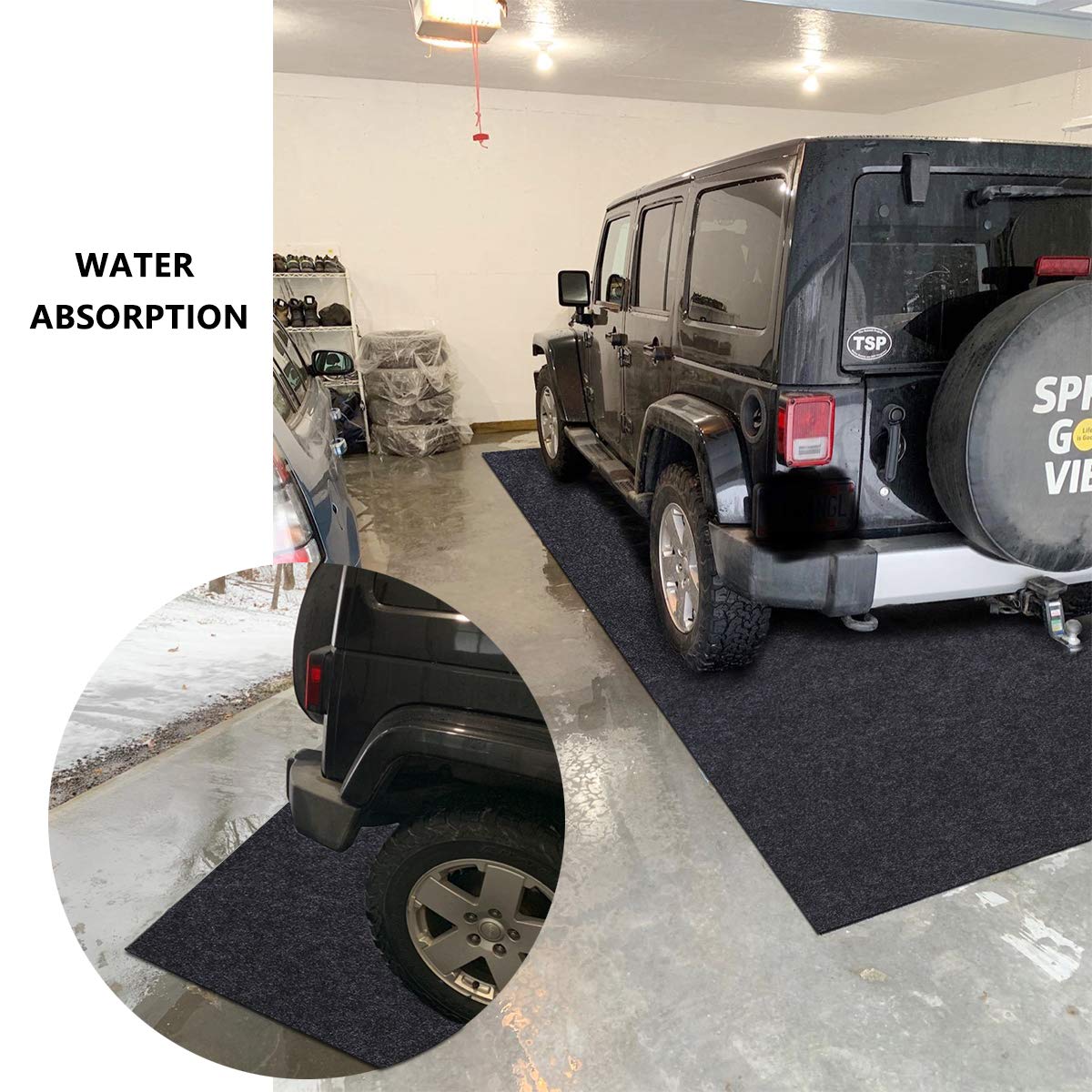 Garage Floor Mat - Heavy Duty Oil Absorbent Mat for Golf Carts, Motorcycles & Workshop - Non-Slip Leak-Proof Backing with Washable Felt Surface (8'6