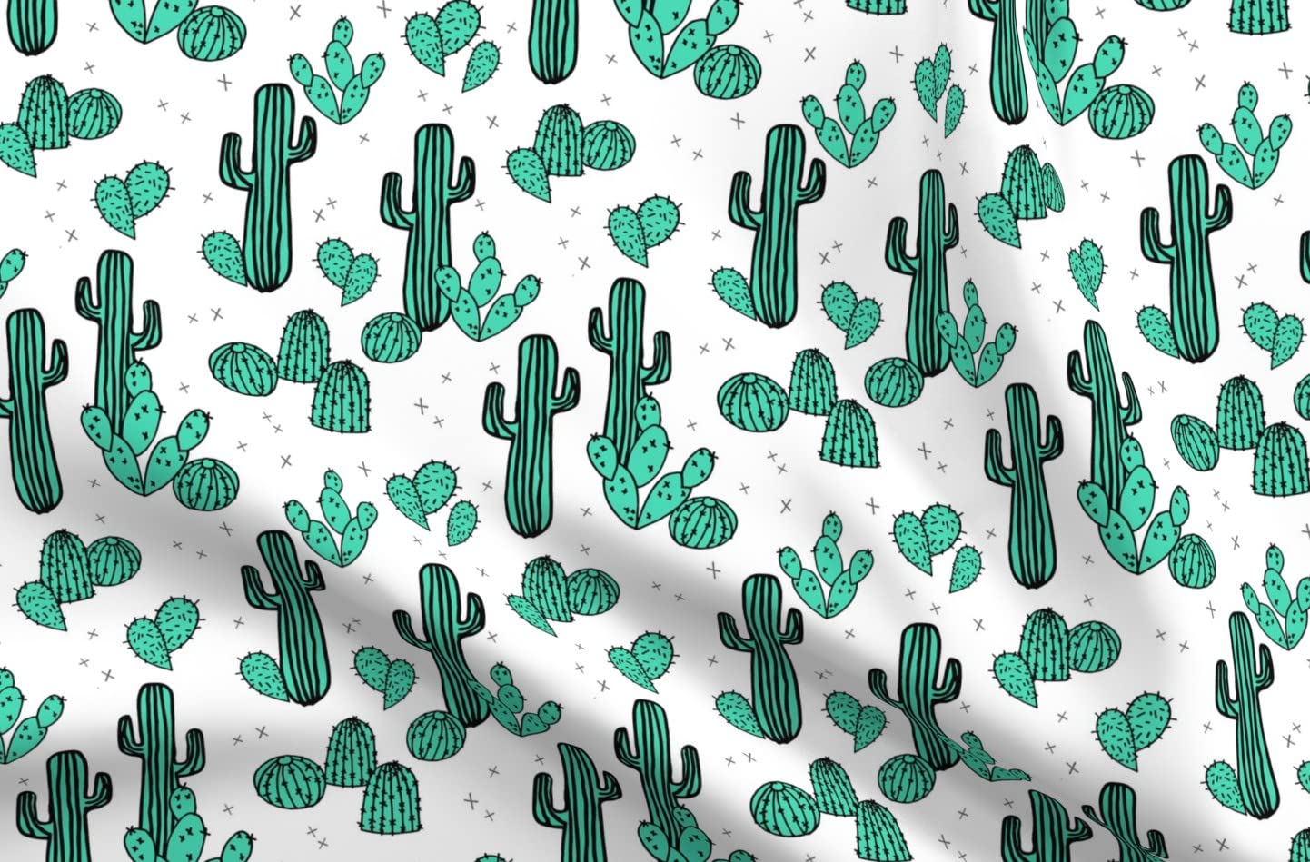 Cactus Cacti Summer Tropical Print Fabric - Soft Minky Material for Baby Blankets, Quilt Backing & Sewing Projects | Southwestern Plants Succulent Design on Fat Quarter | Perfect for Nursery Decor, DIY Crafts & Home Decor