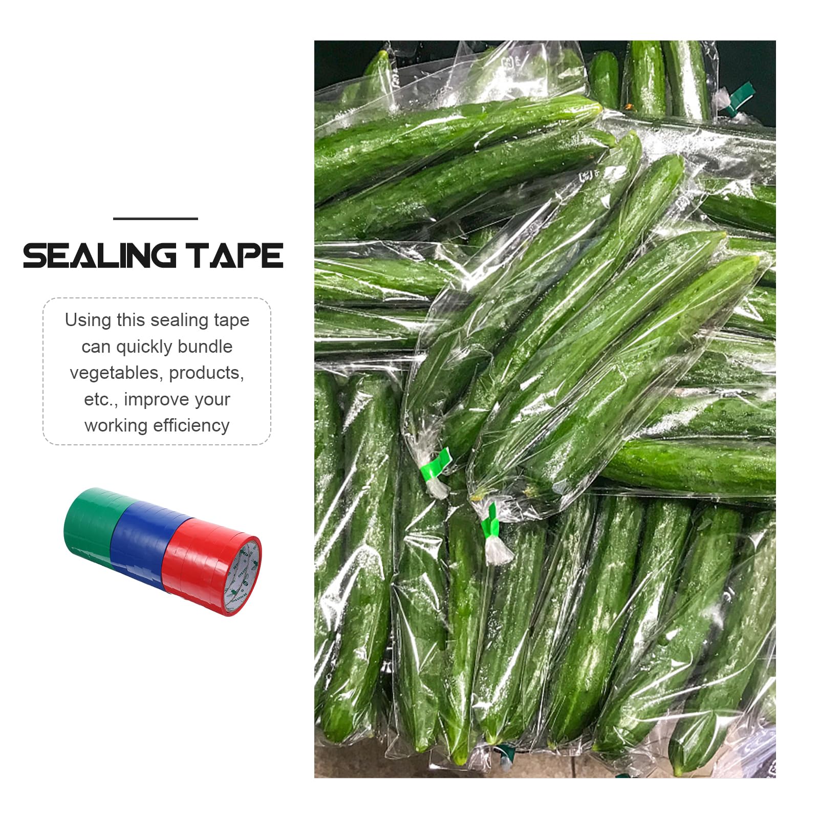 Homoyoyo 18Pcs Spike Tape - Blue, Green, Red Poly Bag Sealing Tape (12mm x 30m, PET Material) | Durable Bag Sealer Accessories for Bag Sealing Machines | Perfect for Supermarkets, Retail Shops & Food Packaging