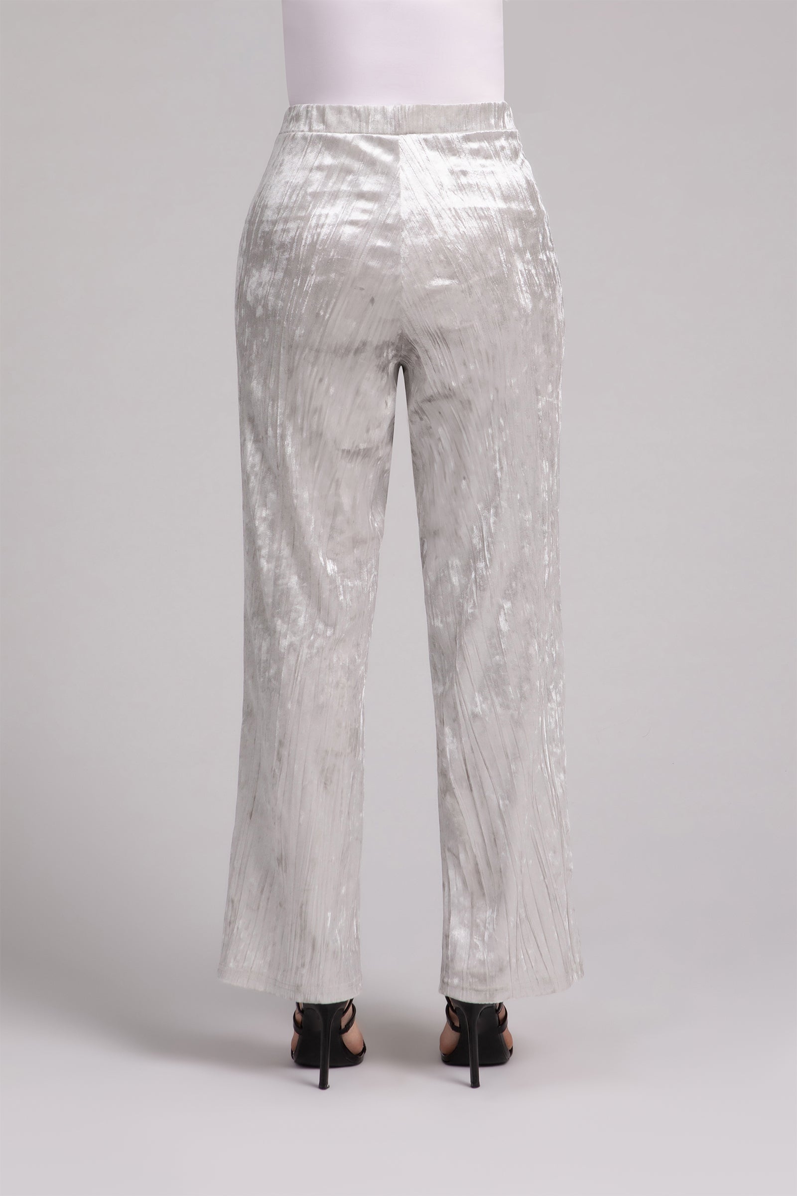 Crinkle Velvet Straight Leg Pants for Women - Soft Stretch Comfortable High Waist Trousers | Perfect for Office, Casual Wear & Holiday Outfits