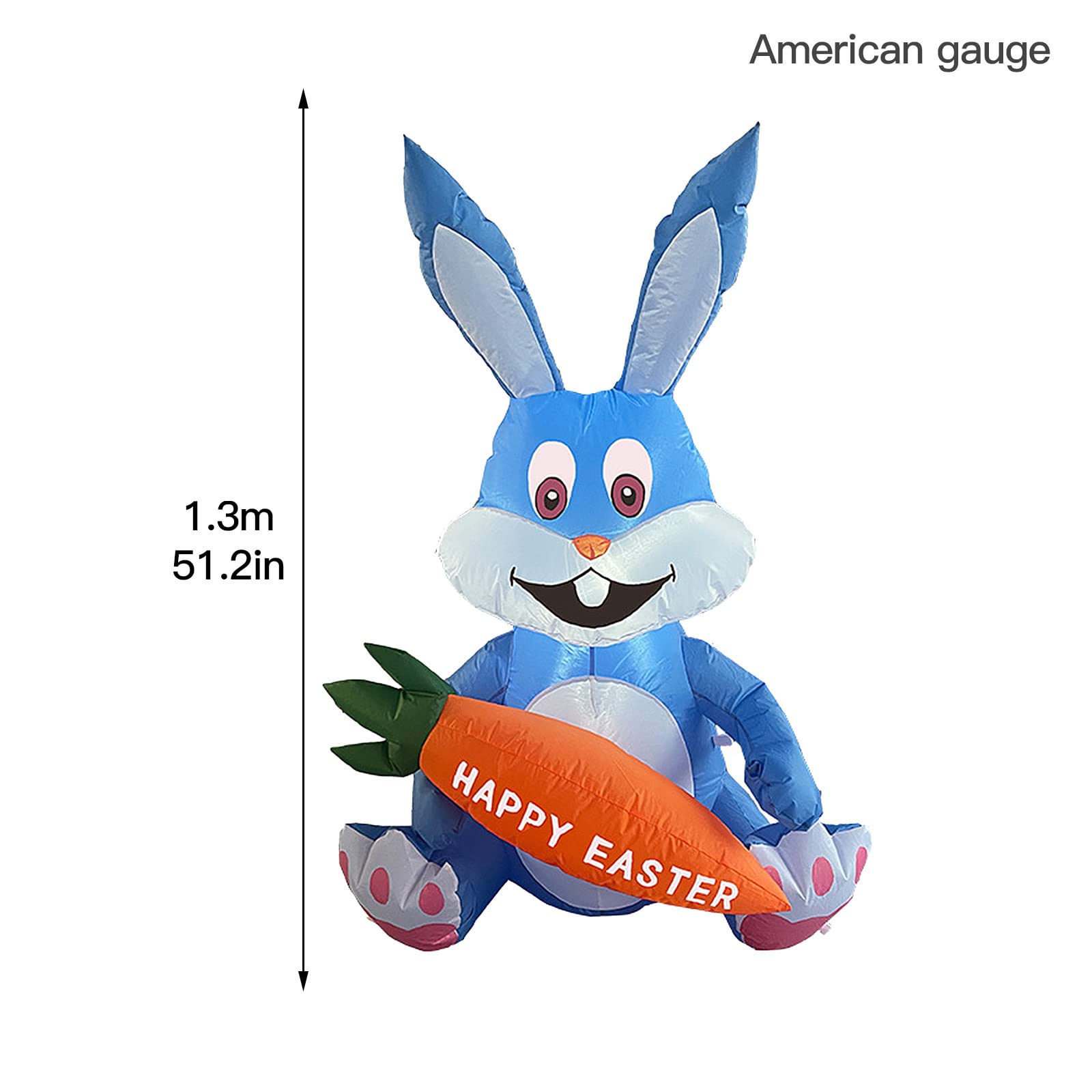 Kuppn 4.2FT LED Lighted Inflatable Easter Bunny with Carrot - Outdoor Easter Decorations for Yard, Garden, and Home - Perfect for Easter Party, Spring Festival, and Holiday Decor