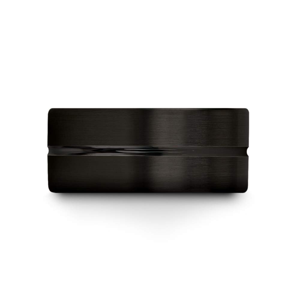 Premium Tungsten Carbide Wedding Band Ring - 10mm Blue & Black Center Line - Flat Cut Brushed & Polished Finish - Custom Engraved for Men & Women - Perfect for Anniversaries, Engagements & Everyday Wear