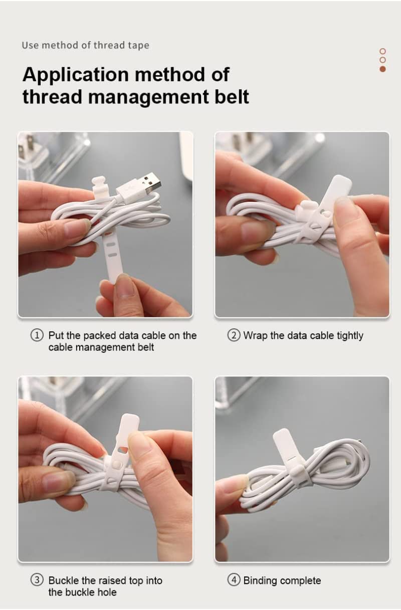 White Plastic Cable Management Box with 10 Wire Ties & 8 Compartments - 2 Pack | Clear Power Cord Organizer for Home Office, Entertainment Center & Desk Organization