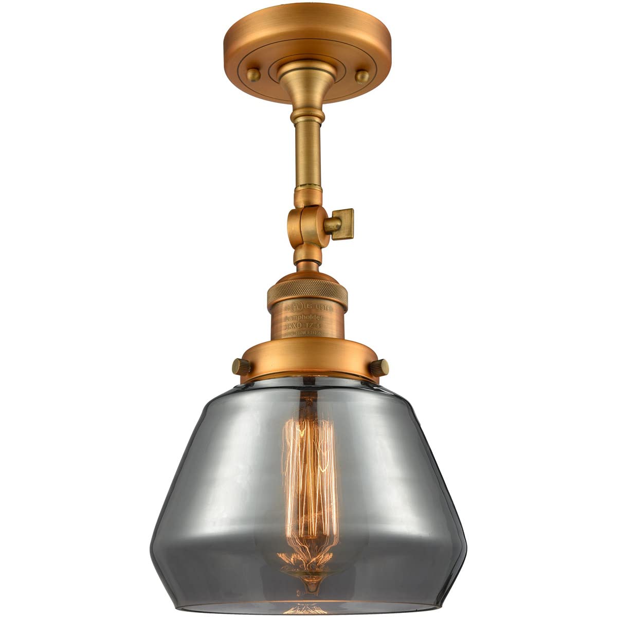 Innovations 201F-BB-G173-LED Brushed Brass Semi-Flush Mount Ceiling Light Fixture - Perfect for Bedroom, Living Room & Hallway Lighting