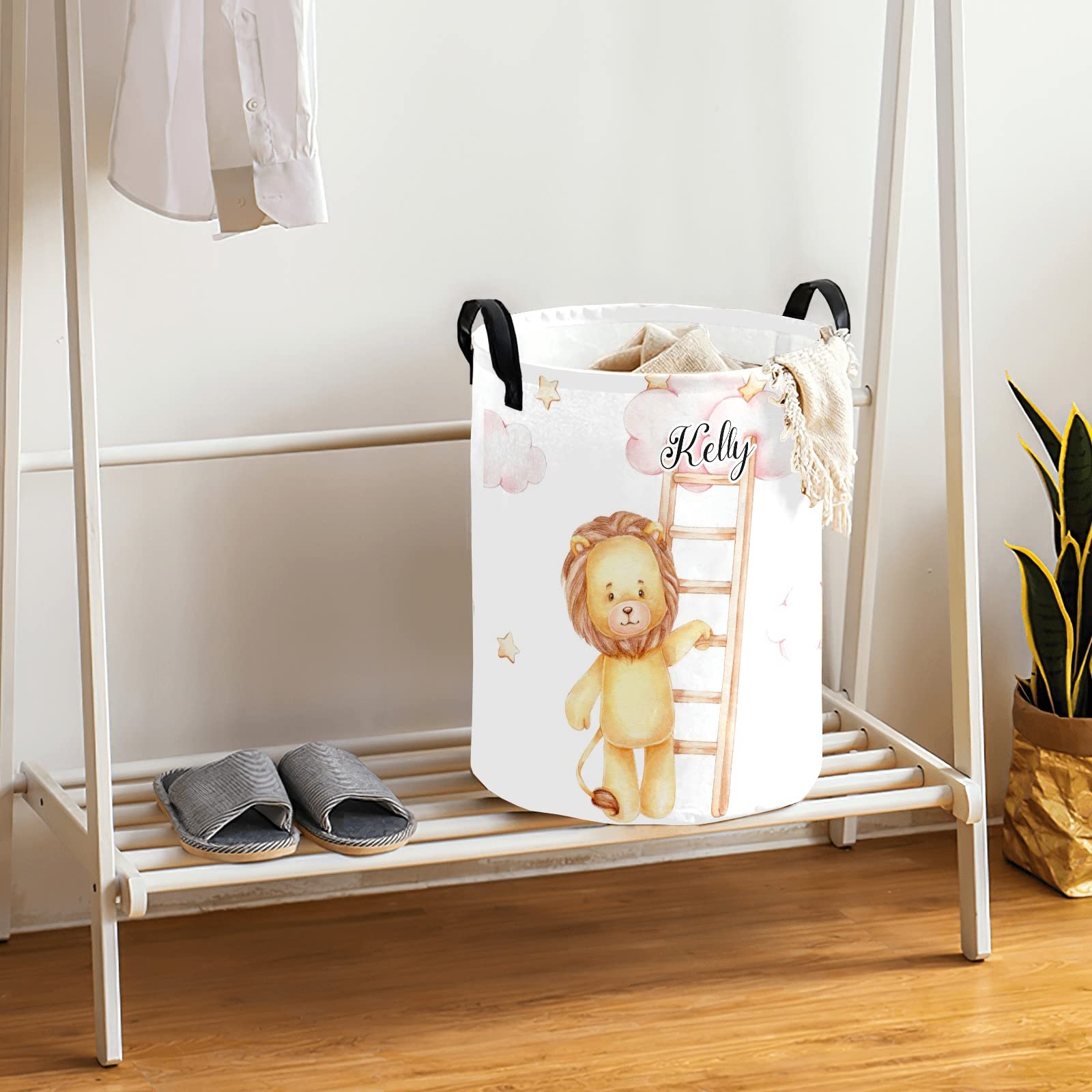 Personalized Lion Star Laundry Basket - Waterproof Collapsible Clothes Hamper with Handles, Large Capacity Storage Organizer for Bedroom & Bathroom | Perfect for Kids' Room, Dorm, and Laundry Room Organization
