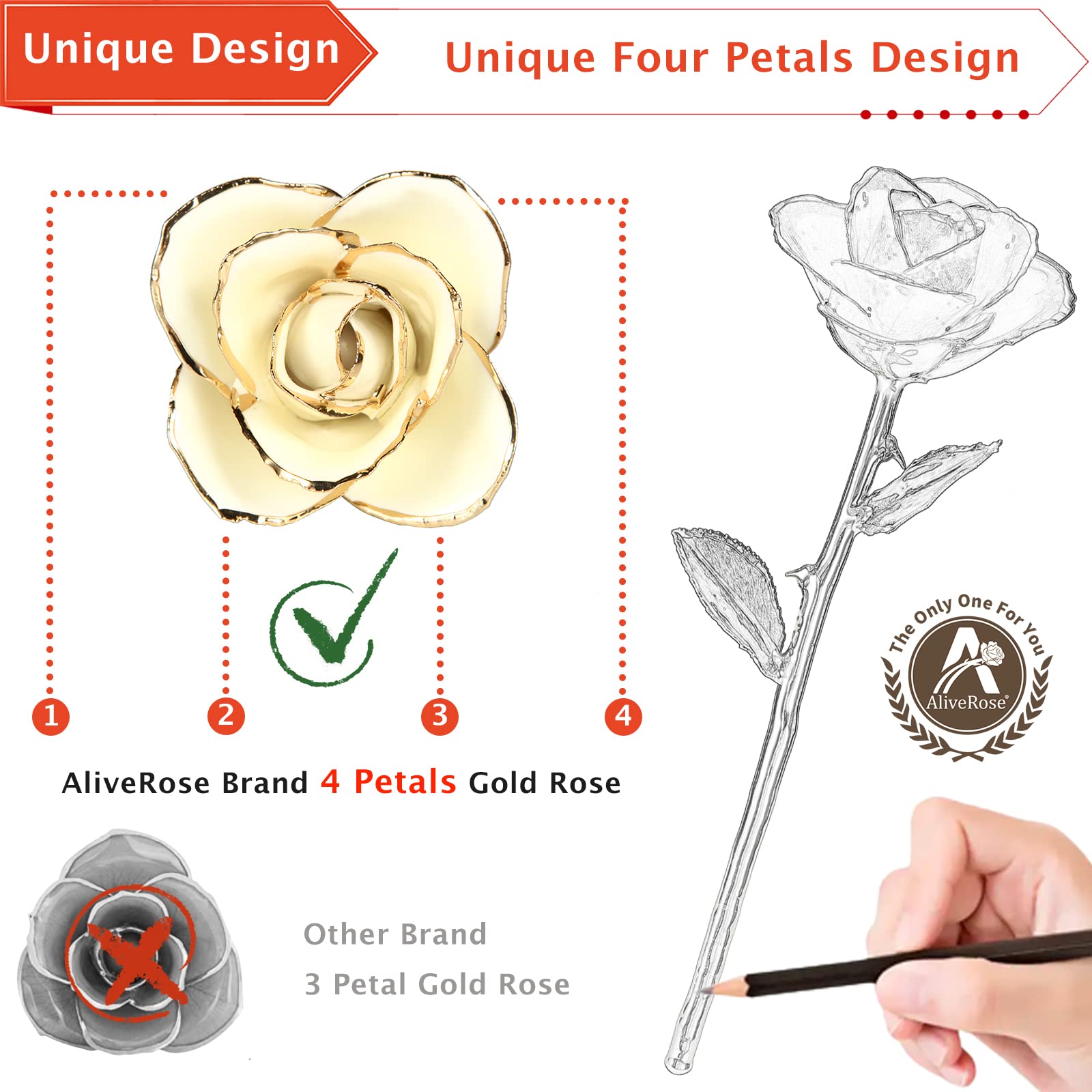 24K Gold Dipped Real Rose in White - Eternal Preserved Rose Gift for Anniversary, Valentine's Day, Mother's Day & Birthday (With Display Stand) | Romantic Home Decor, Wedding Centerpiece, Luxury Gift Idea