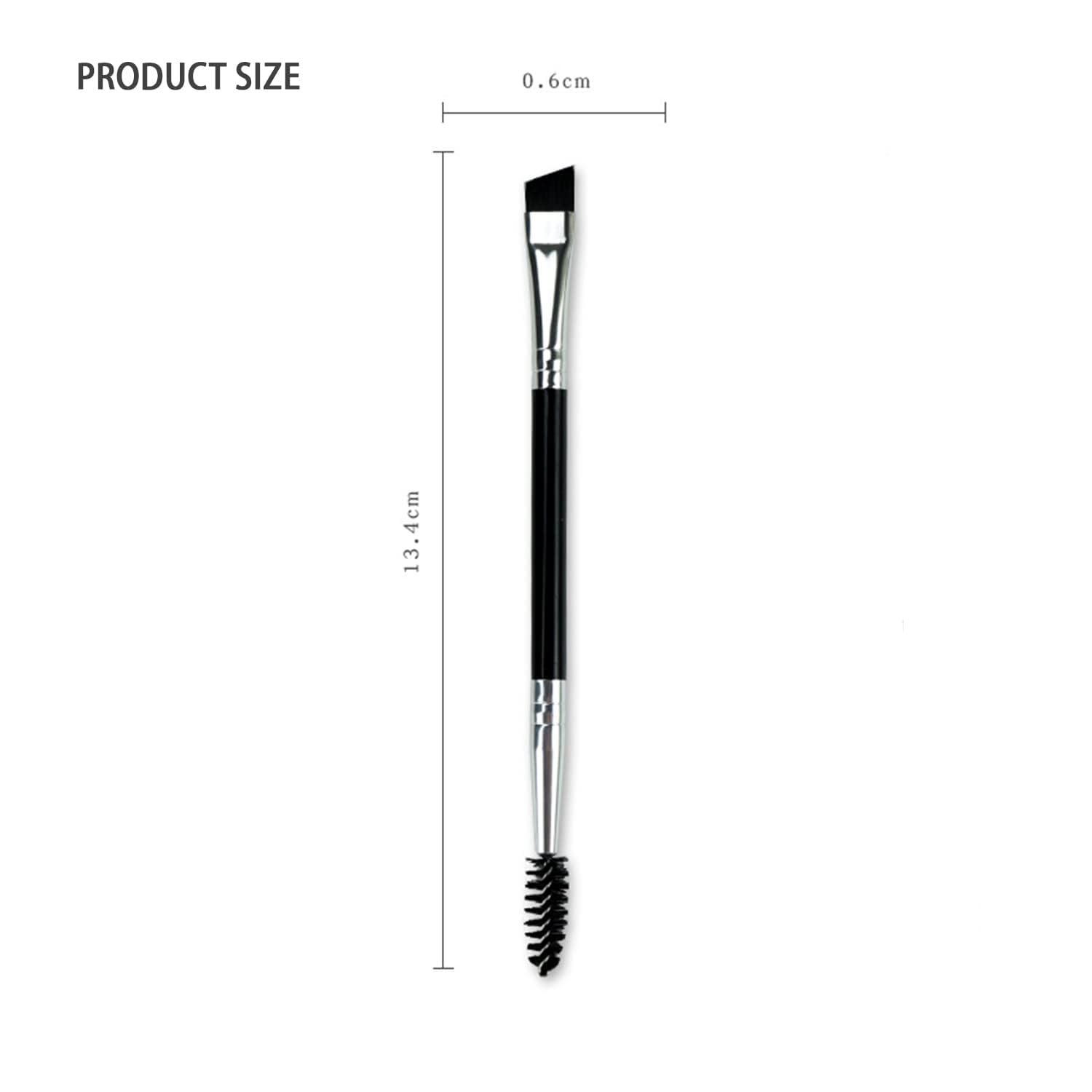 Double Ended Eyebrow Brush & Spoolie - Angled Brow Brush for Precision Application & Blending of Eyebrow Powders, Waxes & Gels - Professional Makeup Tool for Perfect Brows - Ideal for Home, Travel & Salon Use