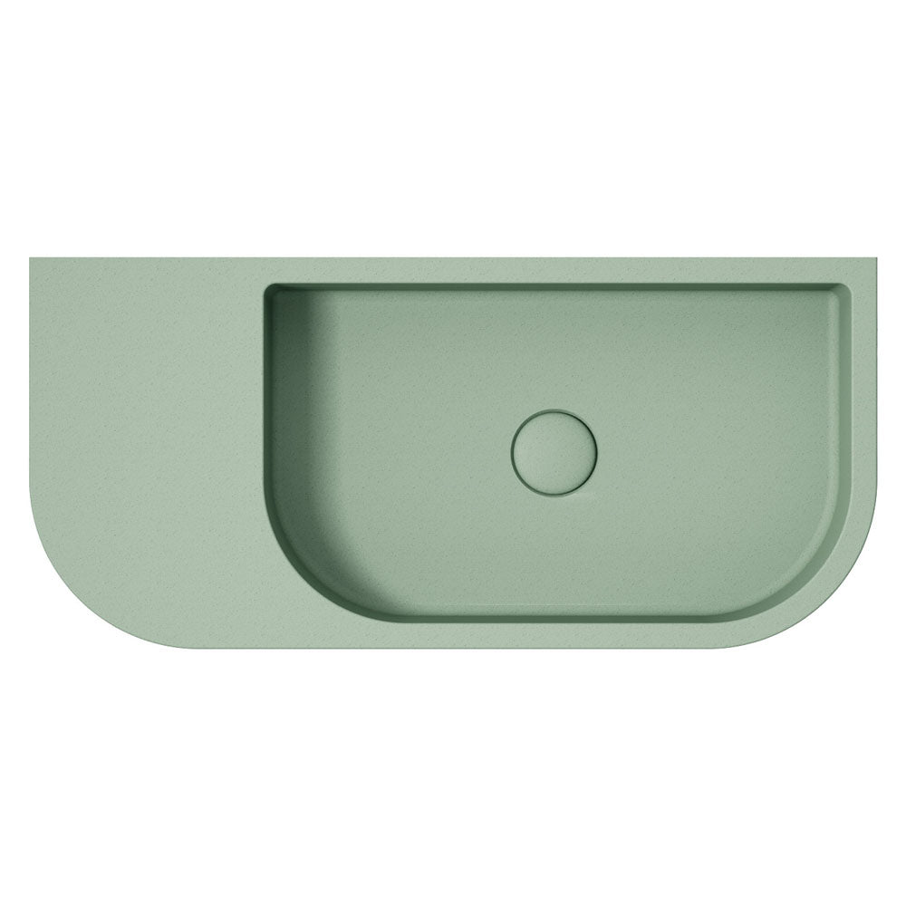 Fienza RB061SG White Concrete Wall-Mounted Bathroom Sink in Sage Green - Perfect for Modern Farmhouse and Minimalist Bathroom Designs