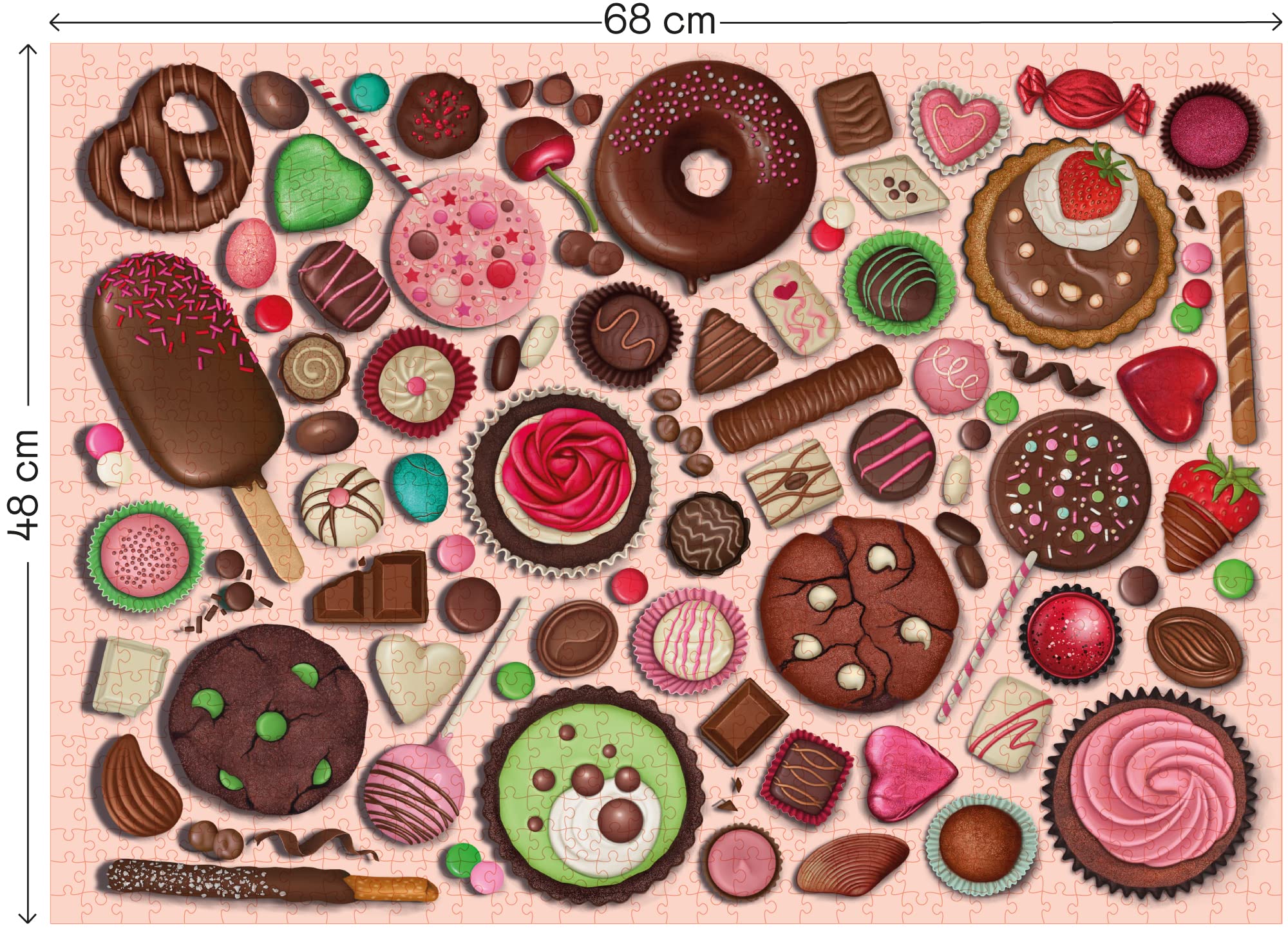 Elena Essex 1000 Piece Jigsaw Puzzle - Sweet Delight Donut Cake Candy Macaron | Premium Adult Puzzle Game | 19.3 x 26.8 Inch Classic Art Puzzle | Perfect for Family Game Night & Stress Relief