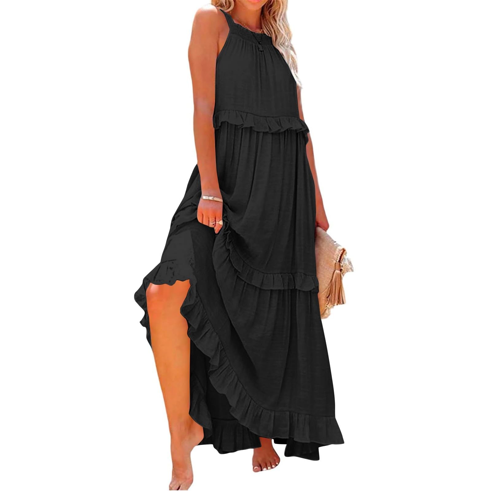 Elegant Women's Formal & Casual Maxi Dresses for Summer - Stretchy Elastic Waist Beach Dress with Flowy Hem | Perfect for Weddings, Parties & Vacation Wear