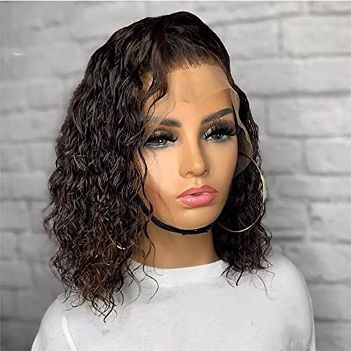 Brazilian Virgin Hair Short Bob Curly Human Hair Lace Front Wig with Baby Hair - 10 Inch Full Lace Wig for Black Women (Natural Color) | Perfect for Daily Wear, Cosplay & Special Occasions