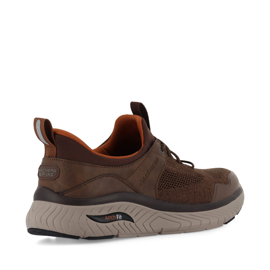 **Arch Fit Crosser Men's Brown Slip-On Shoes - Comfortable Walking & Casual Wear for Everyday Use**
