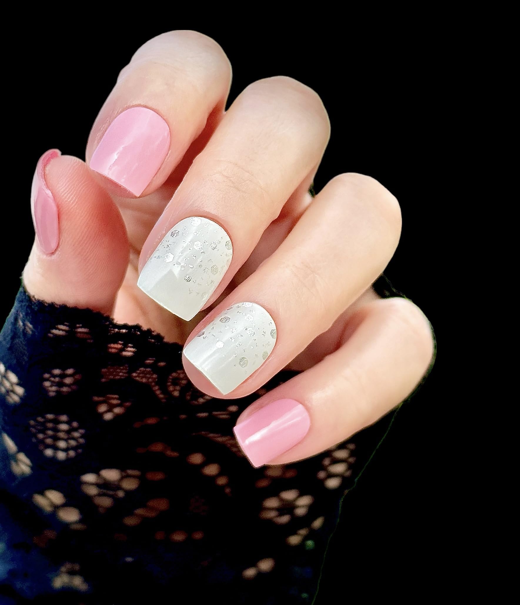 22 Premium Semi-Cured Gel Nail Polish Strips Kit with Application Accessories - Pink, Glitz & White Shades for Long-Lasting Manicures at Home or Salon