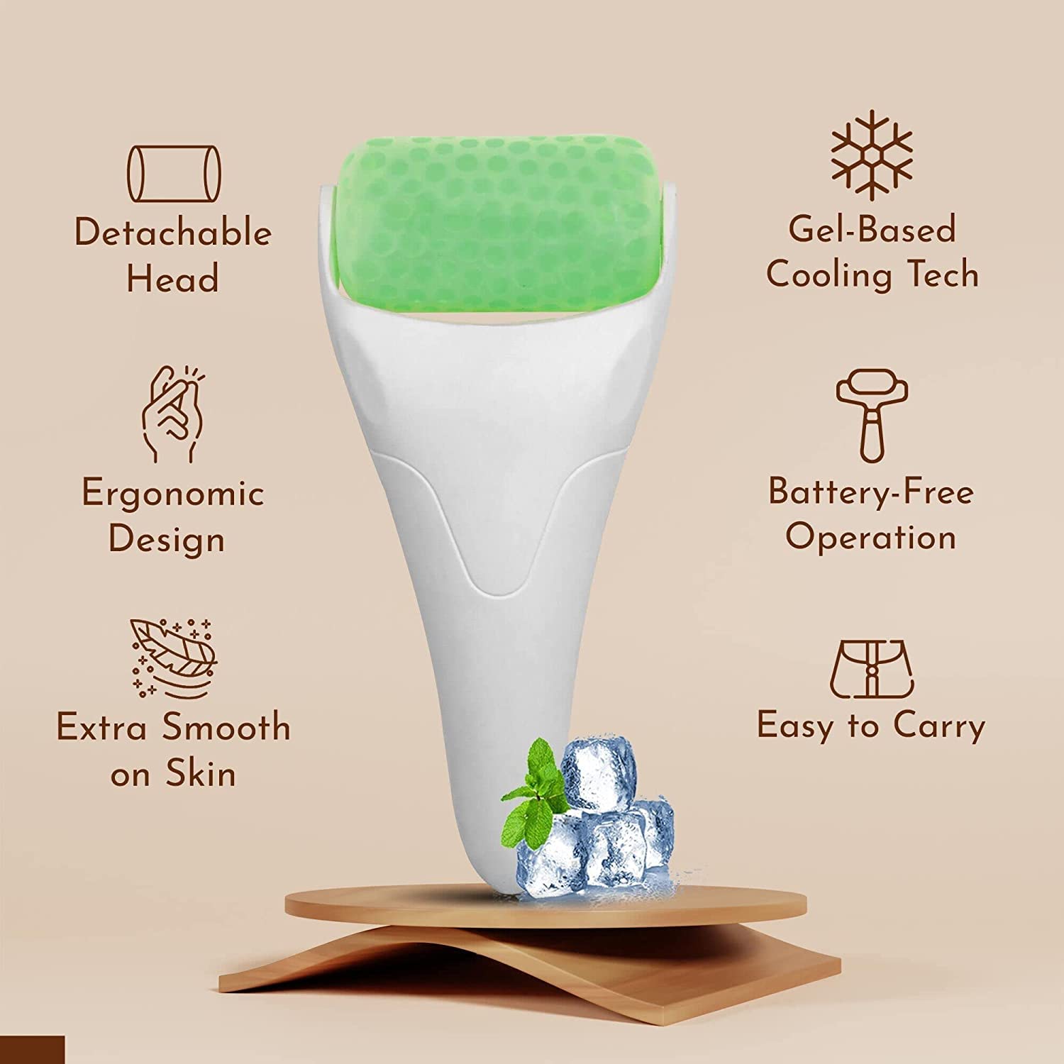 Jiya Enterprise Ice Roller for Face - Cooling Facial Massage Tool for Skin Lifting & Wrinkle Prevention | Beauty Skin Care Device for Puffiness Relief & Glowing Skin | Perfect for Morning Routine & Post-Workout Recovery