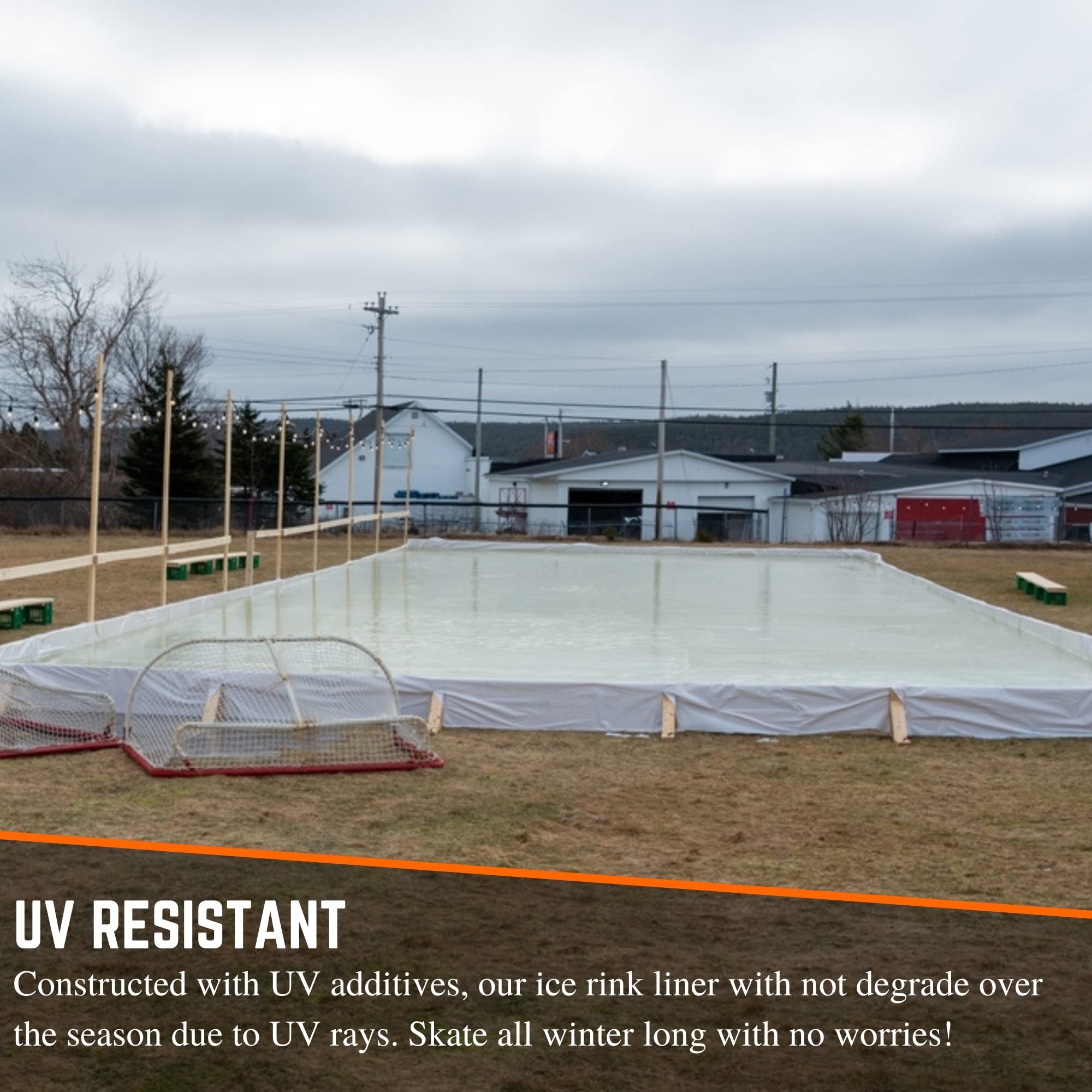 Premium 6 Mil White Plastic Ice Rink Liner - Durable Backyard Ice Skating Rink Kit for DIY Winter Fun - Perfect for Family Outdoor Activities, Hockey Practice, and Holiday Entertainment