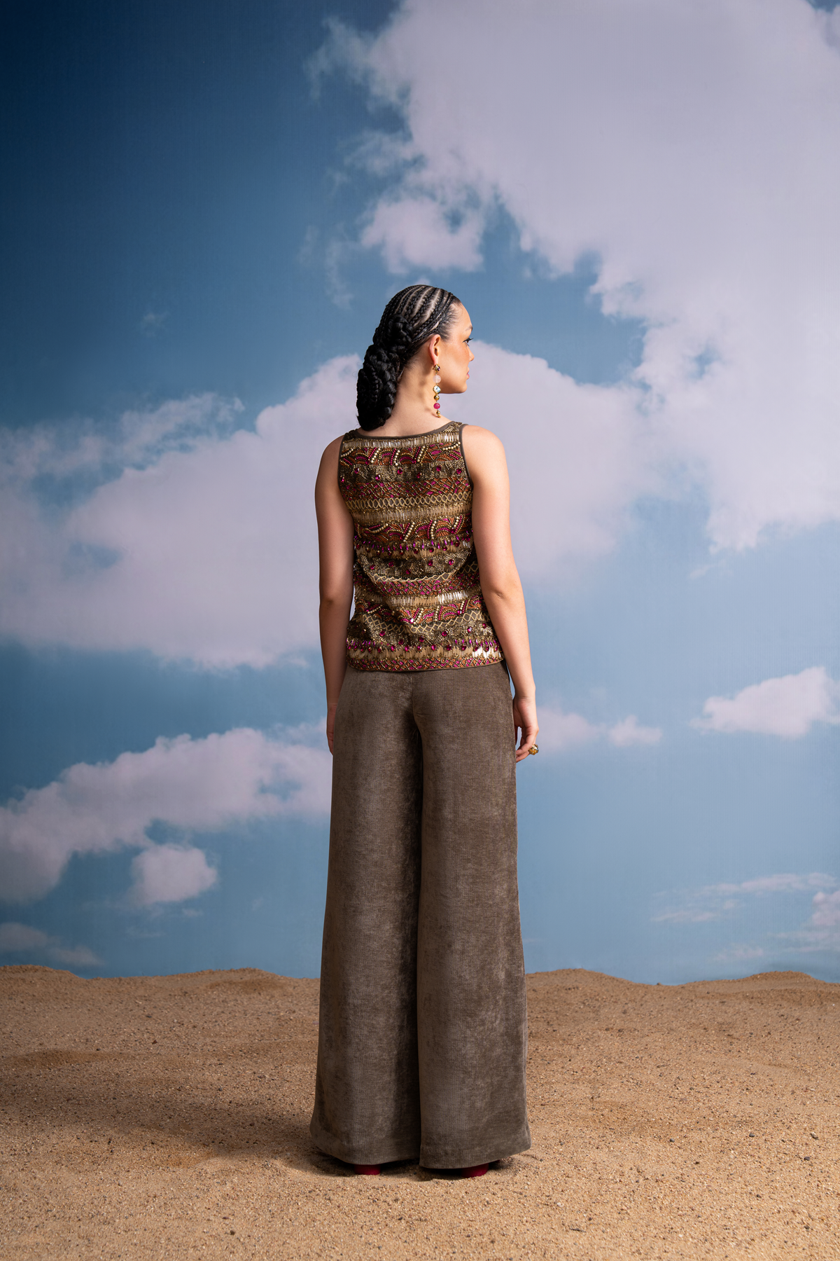 OLIVE BEADED HAND EMBROIDERED VEST for Women - Bohemian Style Fashion Vest - Perfect for Festivals, Parties & Boho Outfits