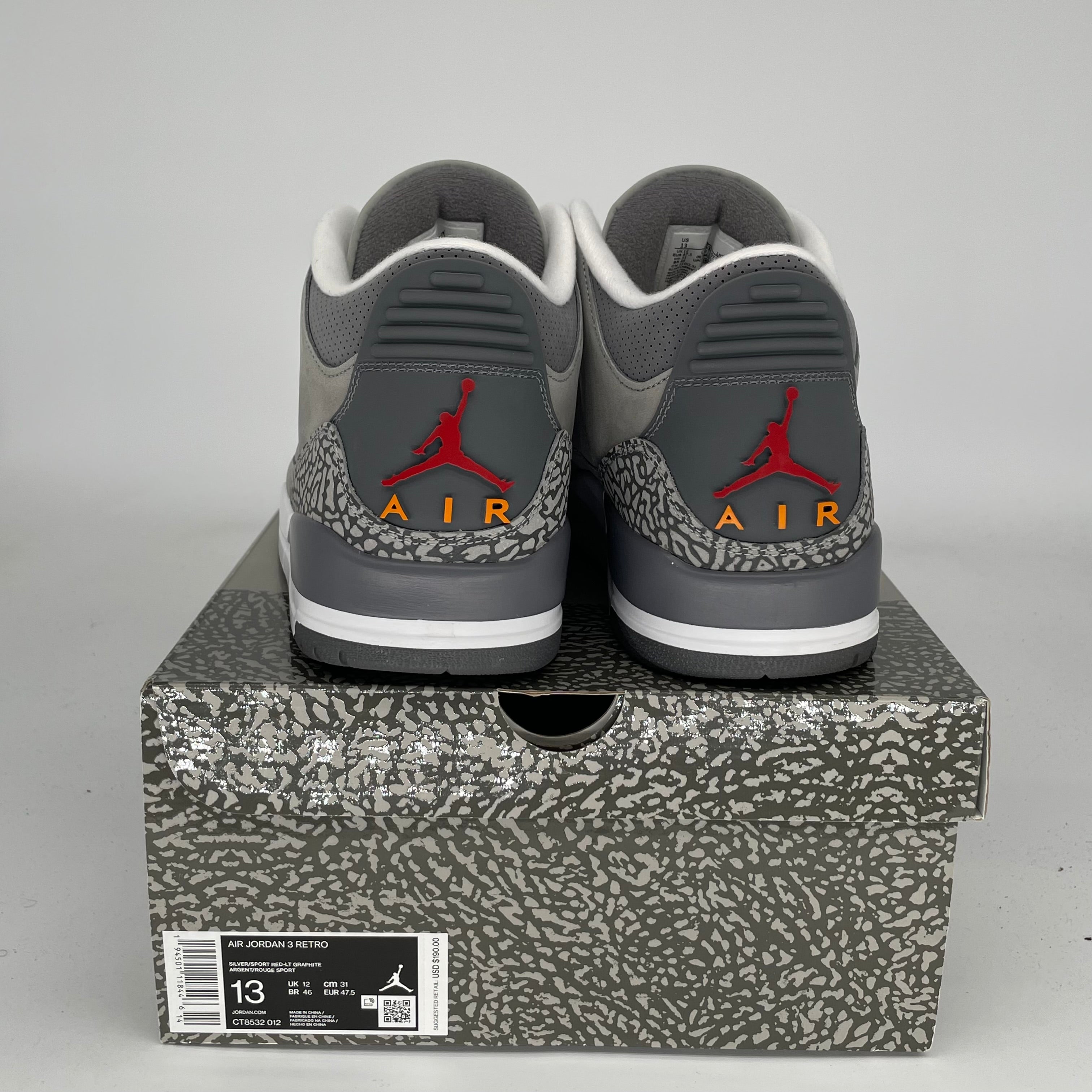 AIR JORDAN 3 COOL GREY Men's Basketball Shoes Size 13 - Style CT8532 012 | Retro Sneakers for Casual Wear & Street Fashion