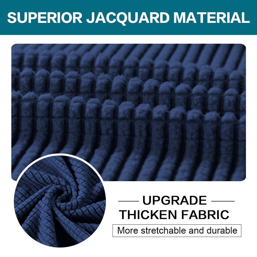 Turquoise Navy Blue 3-Piece Sofa Cover Set - Stretchable Slipcover for 3-Seater Couch & 2-Seater Loveseat - Perfect for Living Room, Family Room & Home Decor Protection
