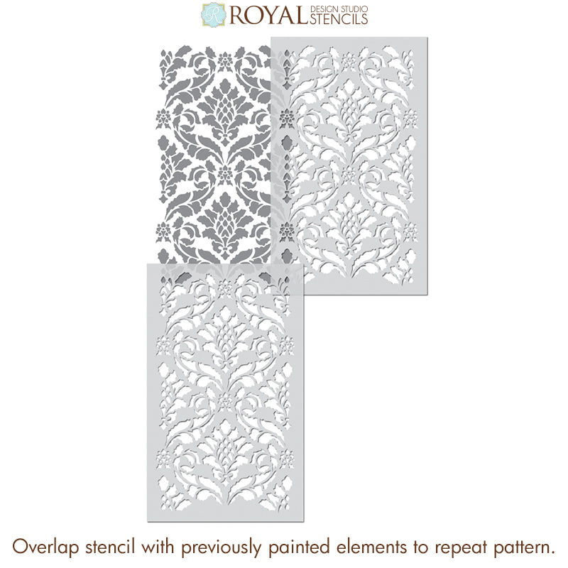 Classic Damask Stencil for DIY Home Decor, Wall Painting, and Furniture Upcycling | Reusable Decorative Template for Crafts and Art Projects