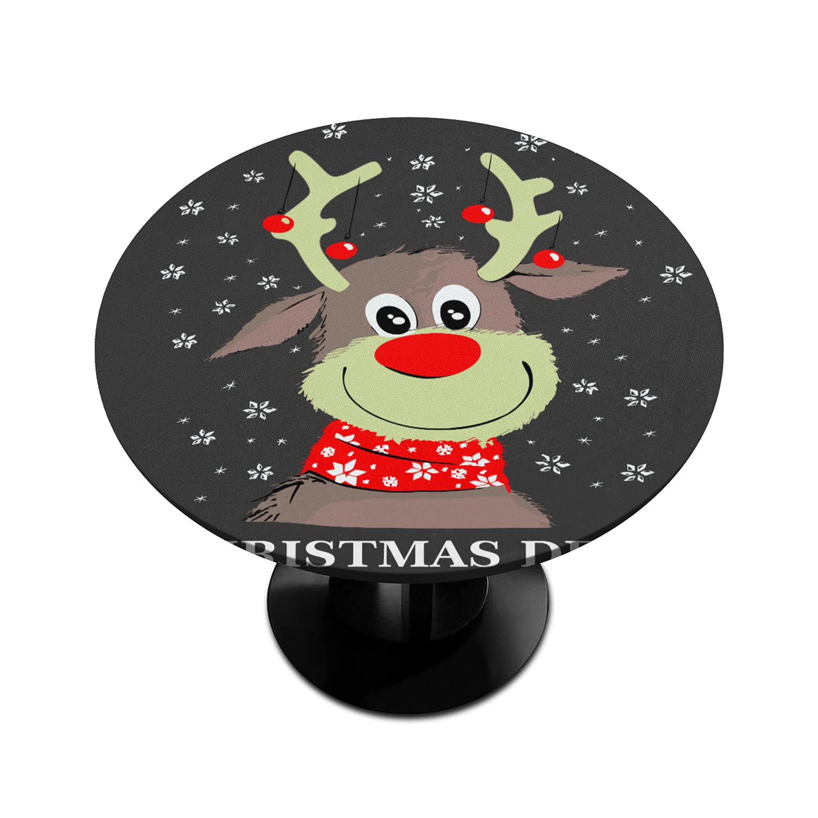 Pardick Round Fitted Tablecloth - Brown Deer Christmas Elastic Edge Table Cover - Wipeable & Durable Round Tablecloth for Indoor & Outdoor Use - Fits 45 to 56 Inch Diameter Tables - Perfect for Holiday Dining, Parties, and Outdoor Gatherings