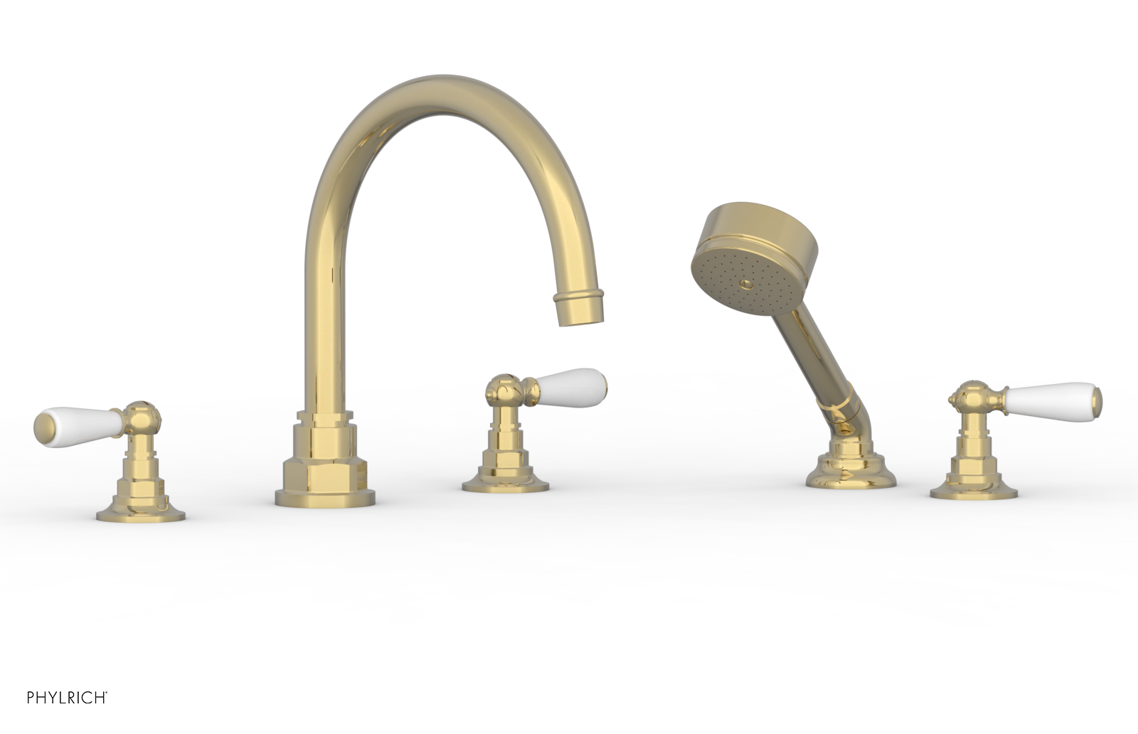 Jamestown Deck Tub Set with Hand Shower - White Accented Lever Handles (165-49) - Perfect for Bathroom Renovation & Spa-Like Experience