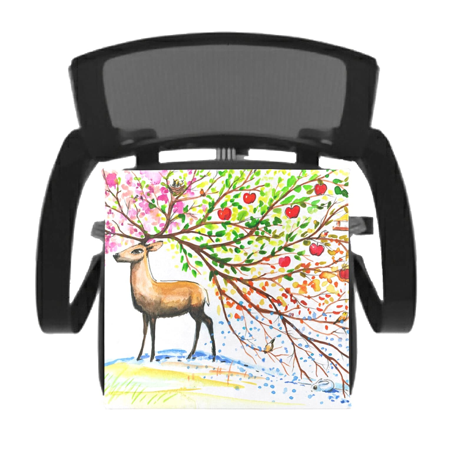 Premium Deer Print Memory Foam Seat Cushion - Washable Chair Pad for Dining, Kitchen & Office Chairs - Comfortable Back Support for Home & Workspace
